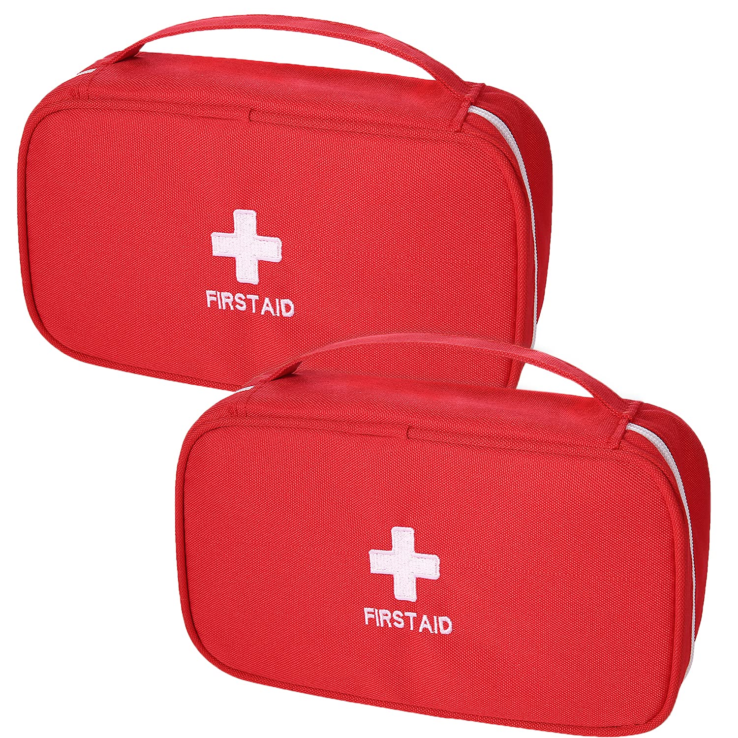 Ellsang Empty First Aid Bag for Home, Outdoor, Travel, Camping, Hiking, Backpacking & Vehicle - 2 Pack Red Medical Kit Pouch for Emergency Preparedness & Safety Essentials