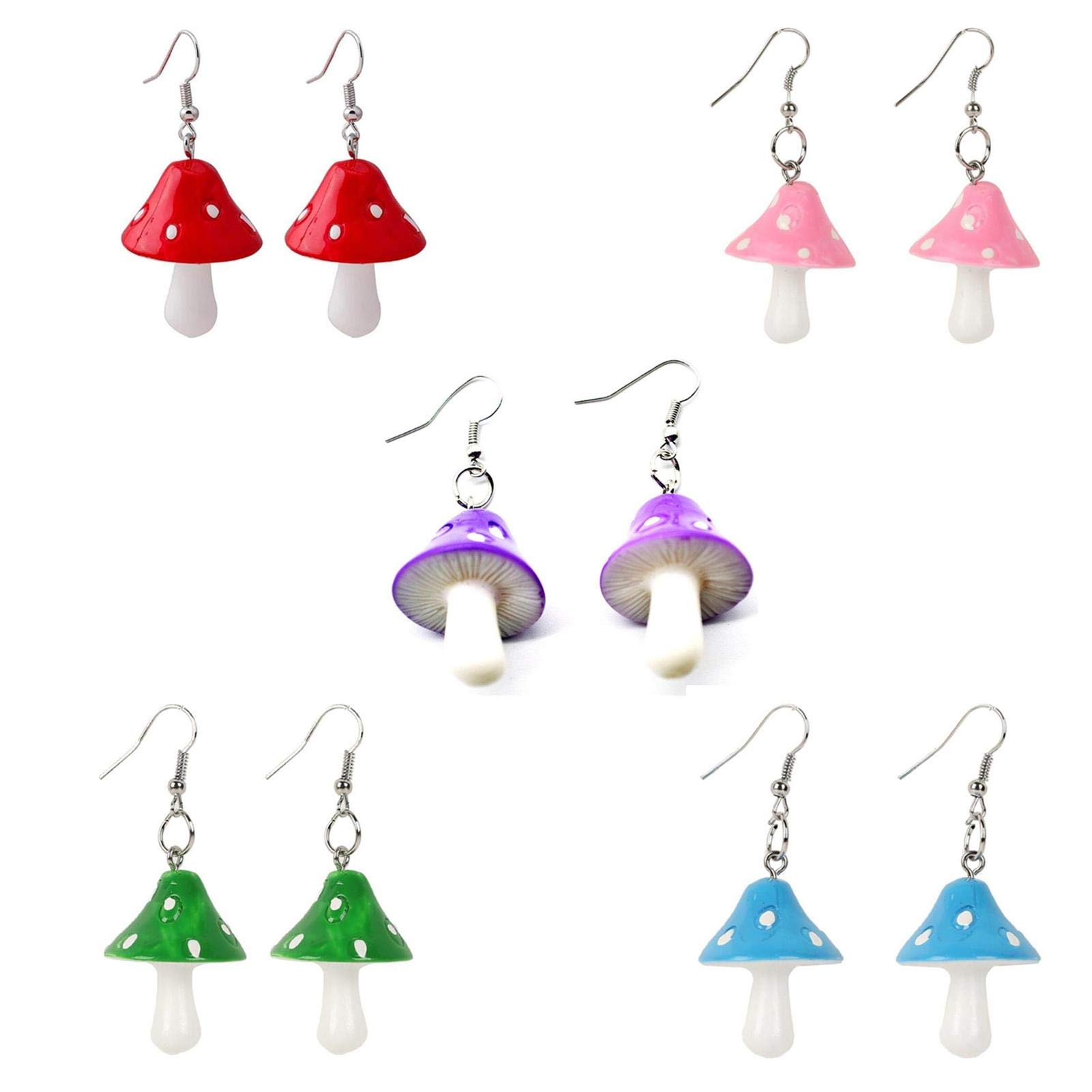 Handmade Colorful Mushroom Dangle Earrings - Sweet Chic Drop Earrings for Women, Fun Simulation Mushroom Jewelry | Perfect for Festival Outfits, Cosplay & Unique Gift Ideas