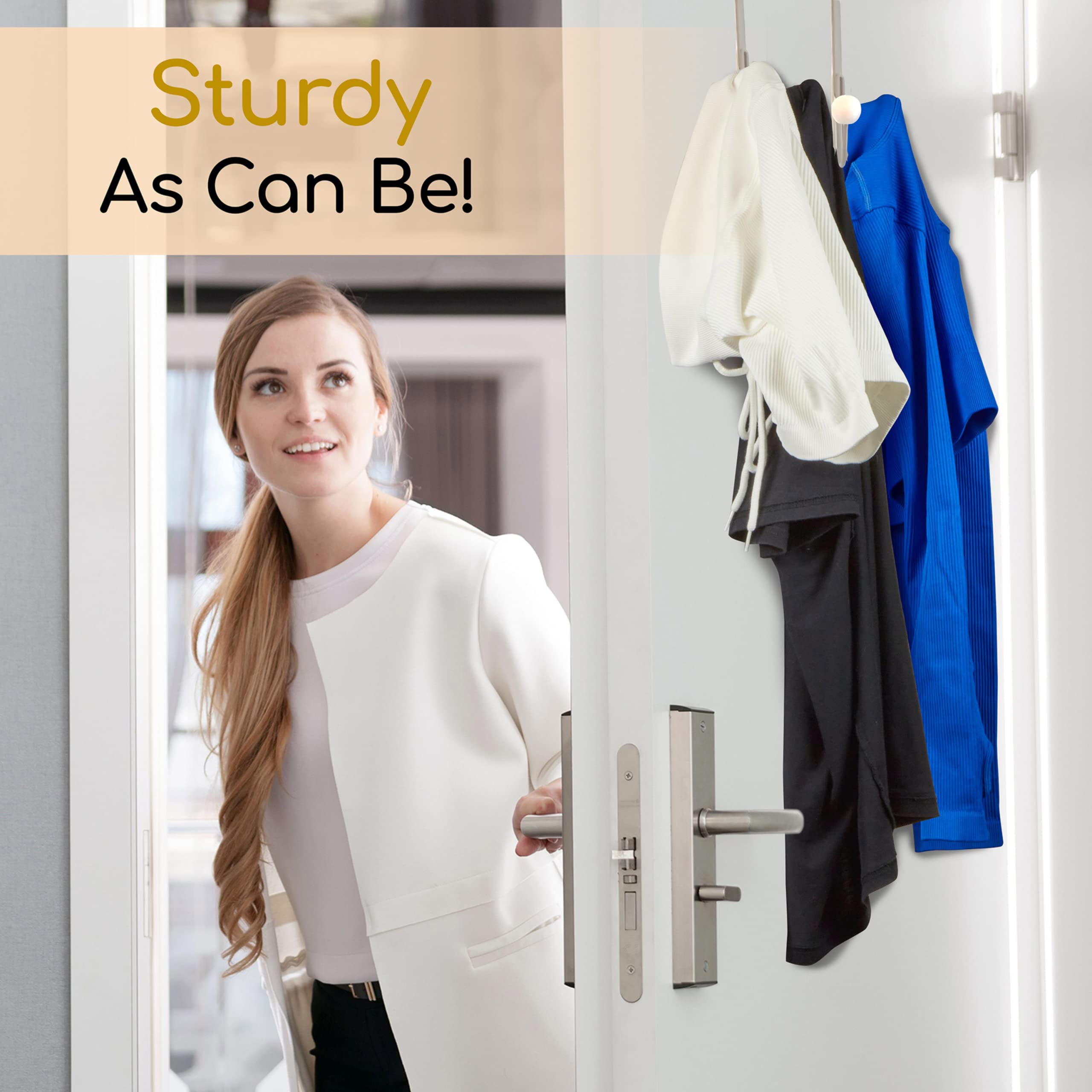 Over The Door Hooks for Hanging Towels & Robes - 1 Pack Gray Bathroom Door Hanger - Space Saving Towel Hook for Bathroom, Bedroom & Closet Organization - Perfect for Small Spaces & Home Decor