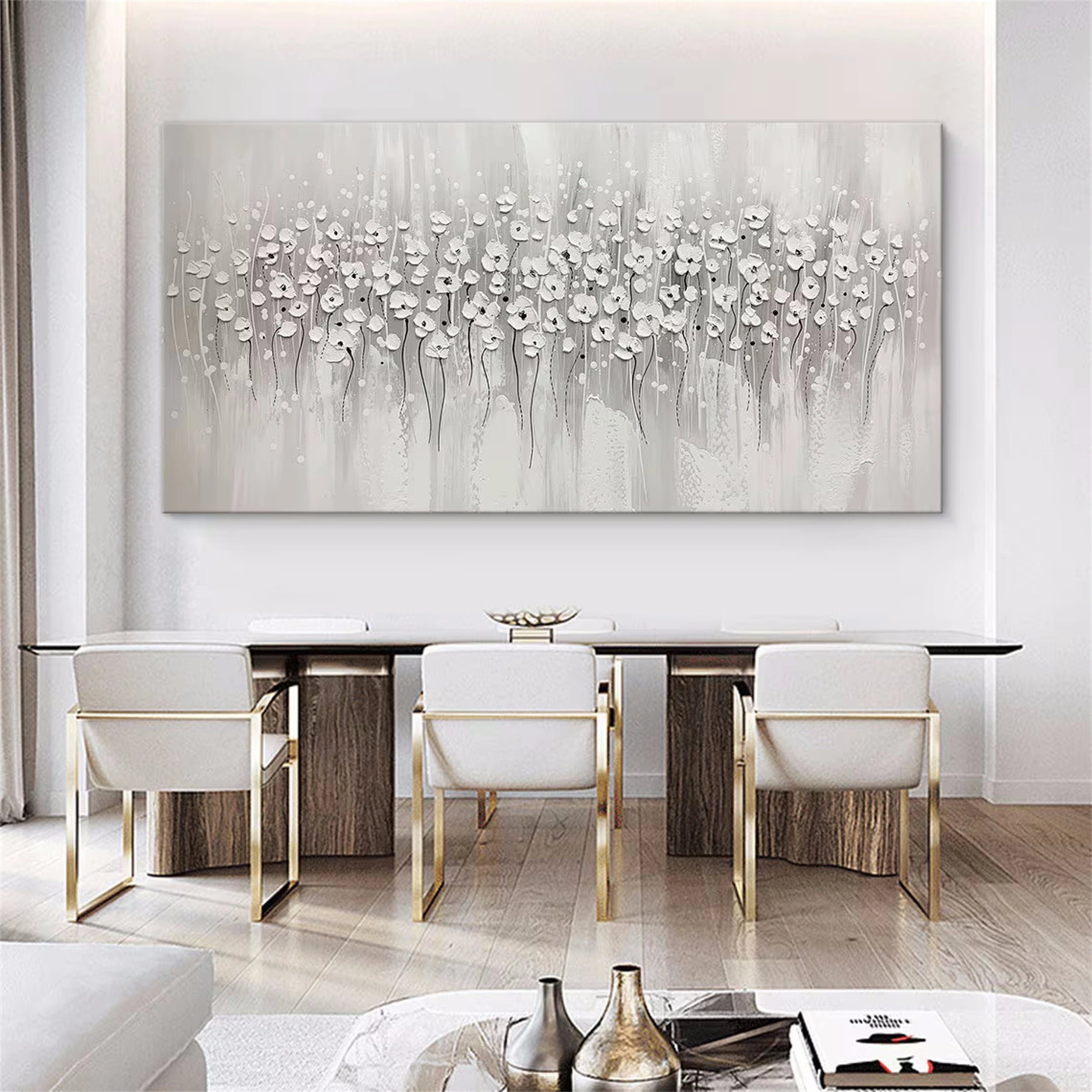 Beautiful Flower and Tree Painting #FT031 - Handmade Canvas Art for Home Decor, Living Room, Bedroom & Office Wall