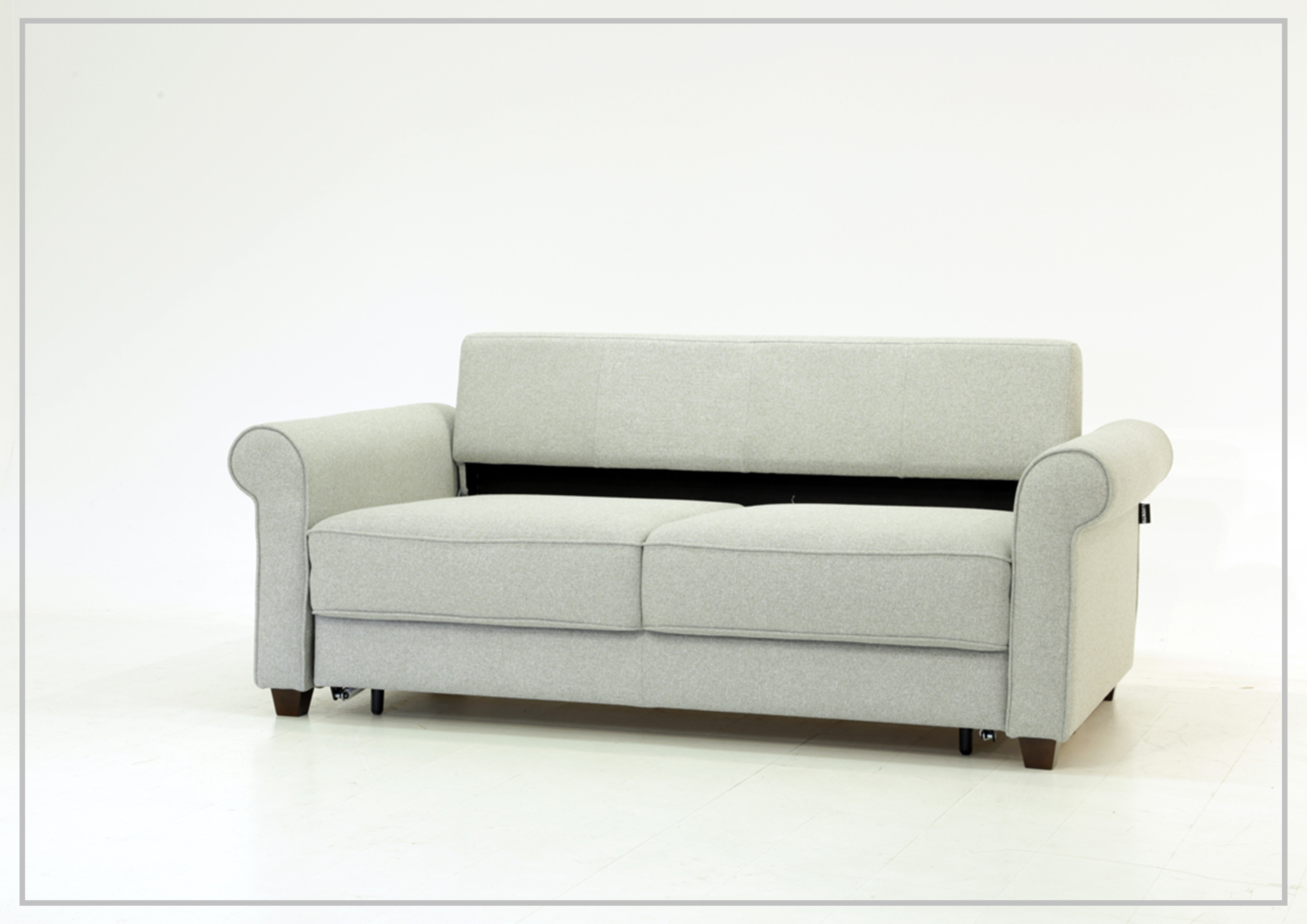 Luonto Casey Fabric Sofa Sleeper - Convertible Sleeper Sofa Bed with Walnut Legs in Multiple Sizes (Queen, Full, Twin) - Perfect for Small Apartments, Guest Rooms & Home Offices