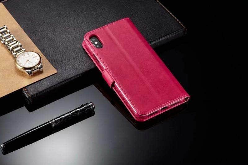 Premium Genuine Leather iPhone Wallet Flip Case - Slim & Protective with Card Slots - Perfect for Everyday Use, Travel & Business