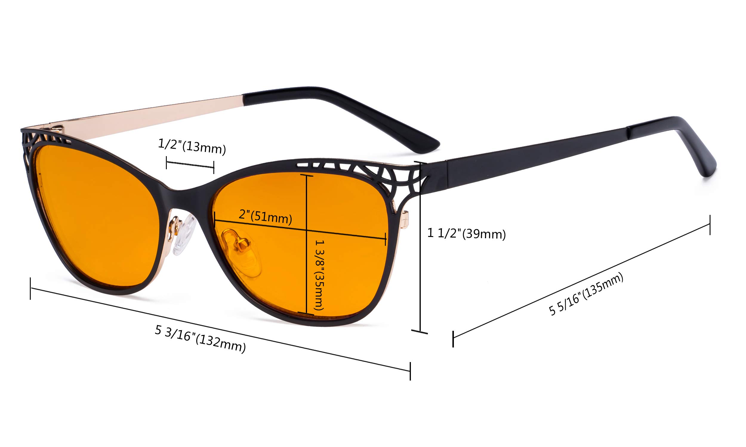 Eyekepper Women's Blue Light Blocking Glasses - Orange Tinted Nighttime Computer Glasses with Hollow Cat Eye Frame - UV Protection & Anti Glare for Eye Strain Relief - Perfect for Office Work & Late Night Screen Use