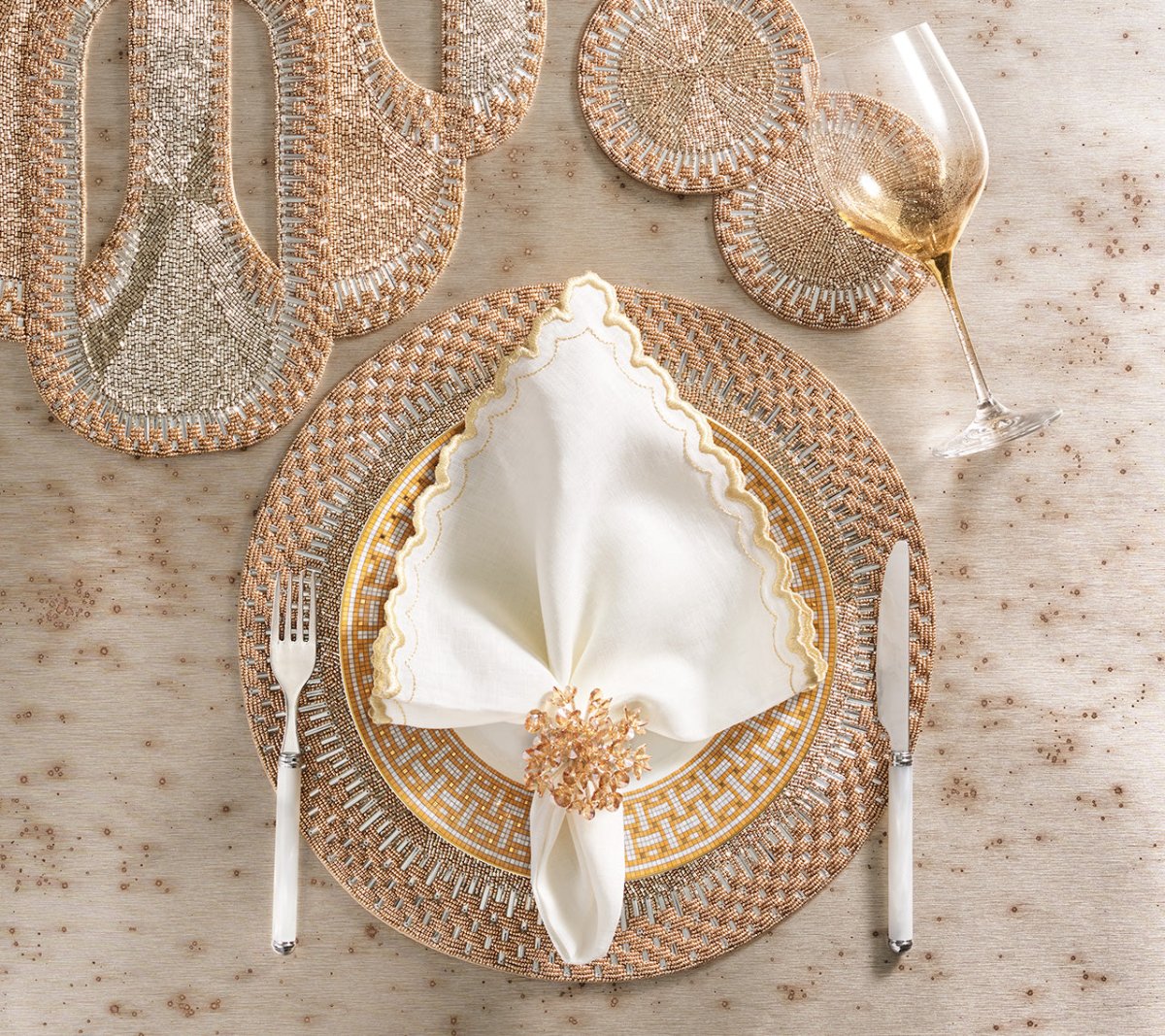 Elegant Aster Floral Napkin Rings Set of 4 - Perfect for Wedding, Dinner Party & Holiday Table Decor