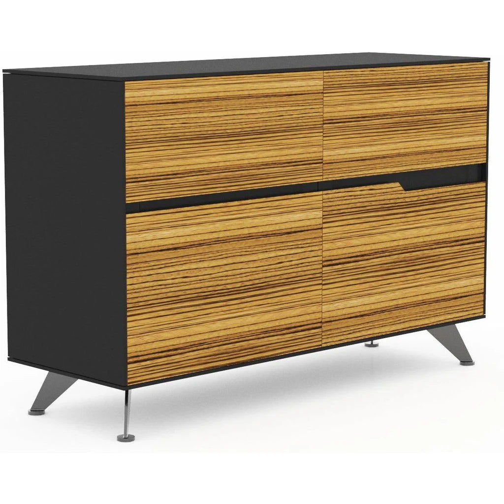 NOVARA 4-Drawer Wooden Credenza with Metal Legs - Modern Storage Cabinet for Home Office, Living Room, and Bedroom Organization