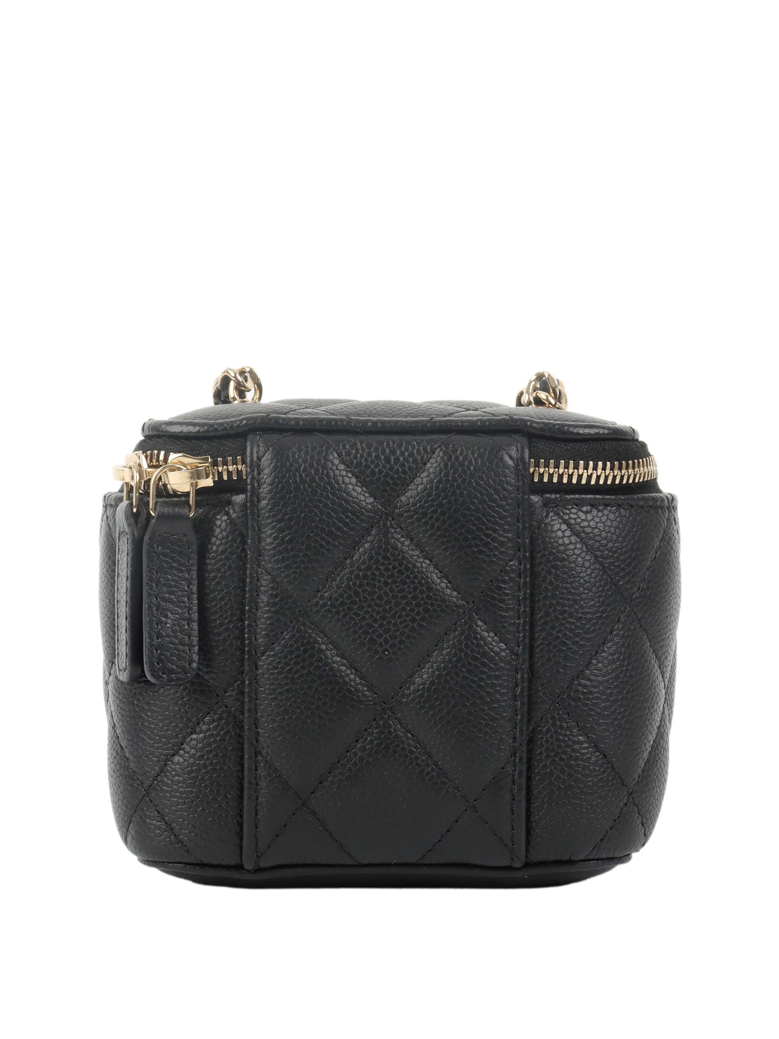 Chanel Black Caviar Leather Mini Vanity Bag - Luxury Crossbody Purse for Women, Perfect for Parties & Evening Events