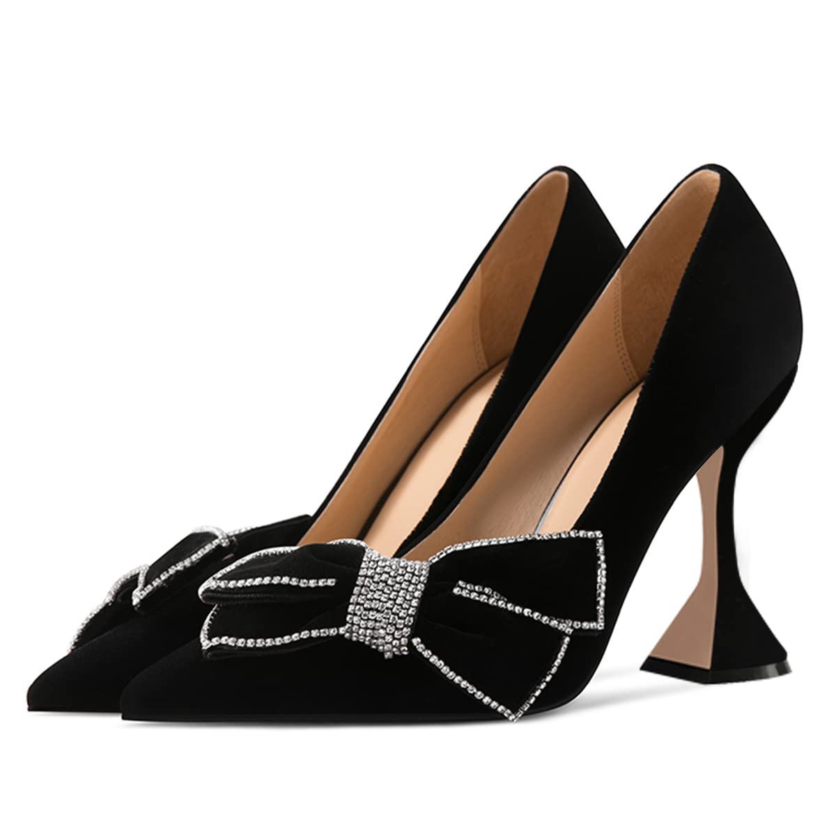 YDN Women's Pointed Toe Kitten Heel Pumps - Slip On Dress Shoes for Party, Prom, Wedding & Office - US Sizes 4-15 - Comfortable Low Heel Ladies Shoes for Work, Cocktail Events & Evening Occasions