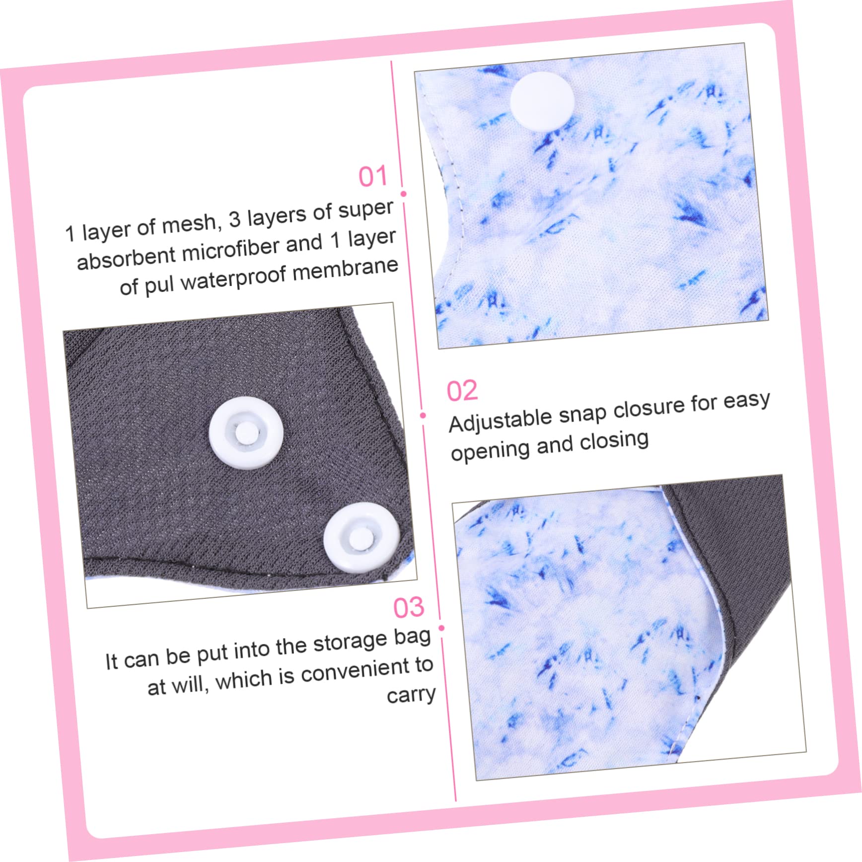 Minkissy 30pcs Reusable Sanitary Pads - Washable Menstrual Pads for Women with Waterproof Membrane, Soft & Absorbent Cloth Sanitary Napkins - Perfect for Daily Use, Postpartum Care, and Overnight Protection