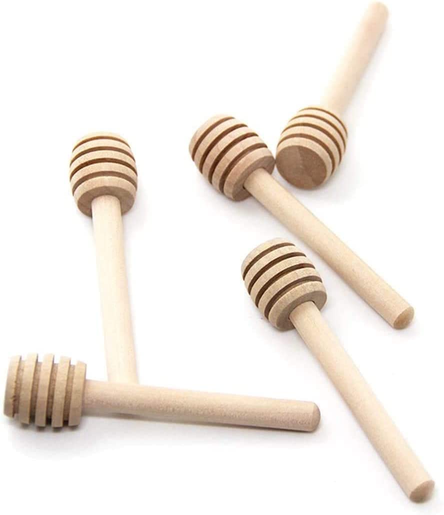 BetterJonny 100-Piece Wooden Honey Dipper Sticks Set - 3 Inch Mini Honey Stirrers for Tea, Coffee, Yogurt & Baking - Perfect for Honey Jars, Drizzling & Dispensing - Eco-Friendly Kitchen Utensils