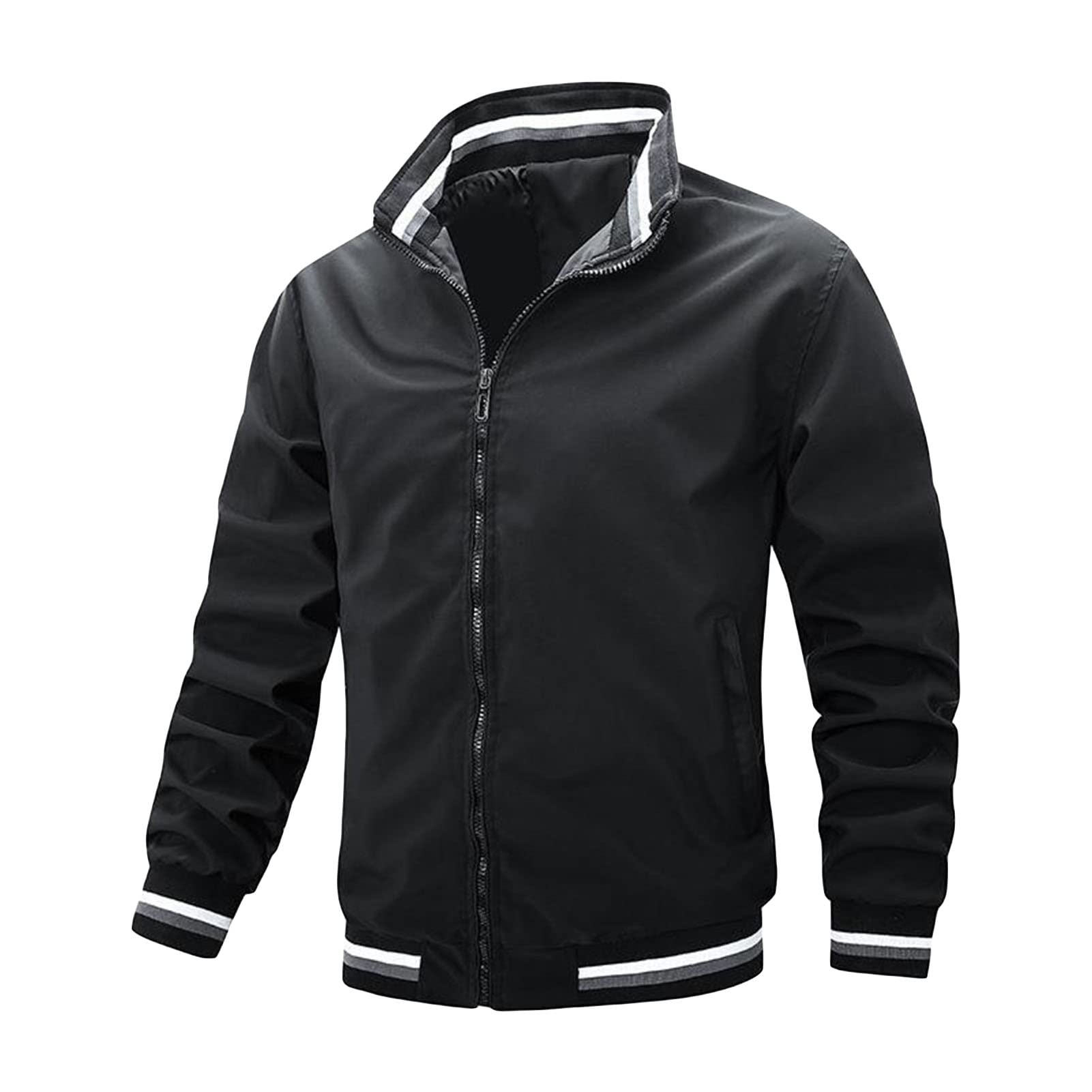 Men's Lightweight Windproof Bomber Jacket - Slim Fit Casual Softshell Coat with Full Zip, Breathable Windbreaker for Outdoor Activities | Perfect for Spring Hiking, Travel & Everyday Wear