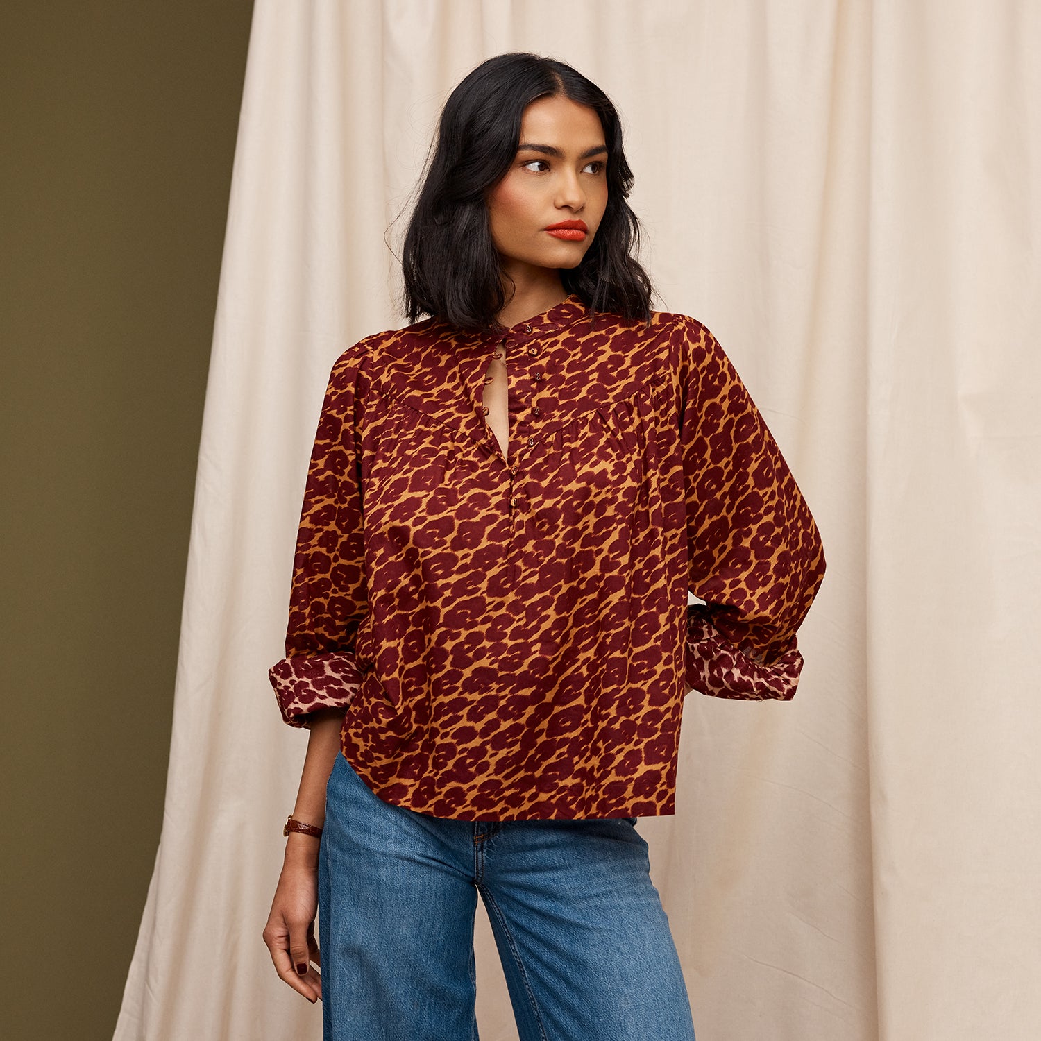 Odette Blouse for Women - Elegant Floral Print Long Sleeve Top - Perfect for Office, Date Night & Special Occasions
