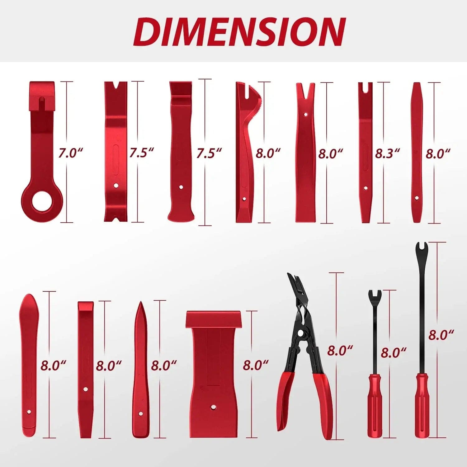 88 Pcs Car Trim Removal Tool Kit - Red Automotive Panel Clip Pry Tool Set for Door Dash Interior Repair & Installation - Perfect for DIY Car Detailing & Maintenance