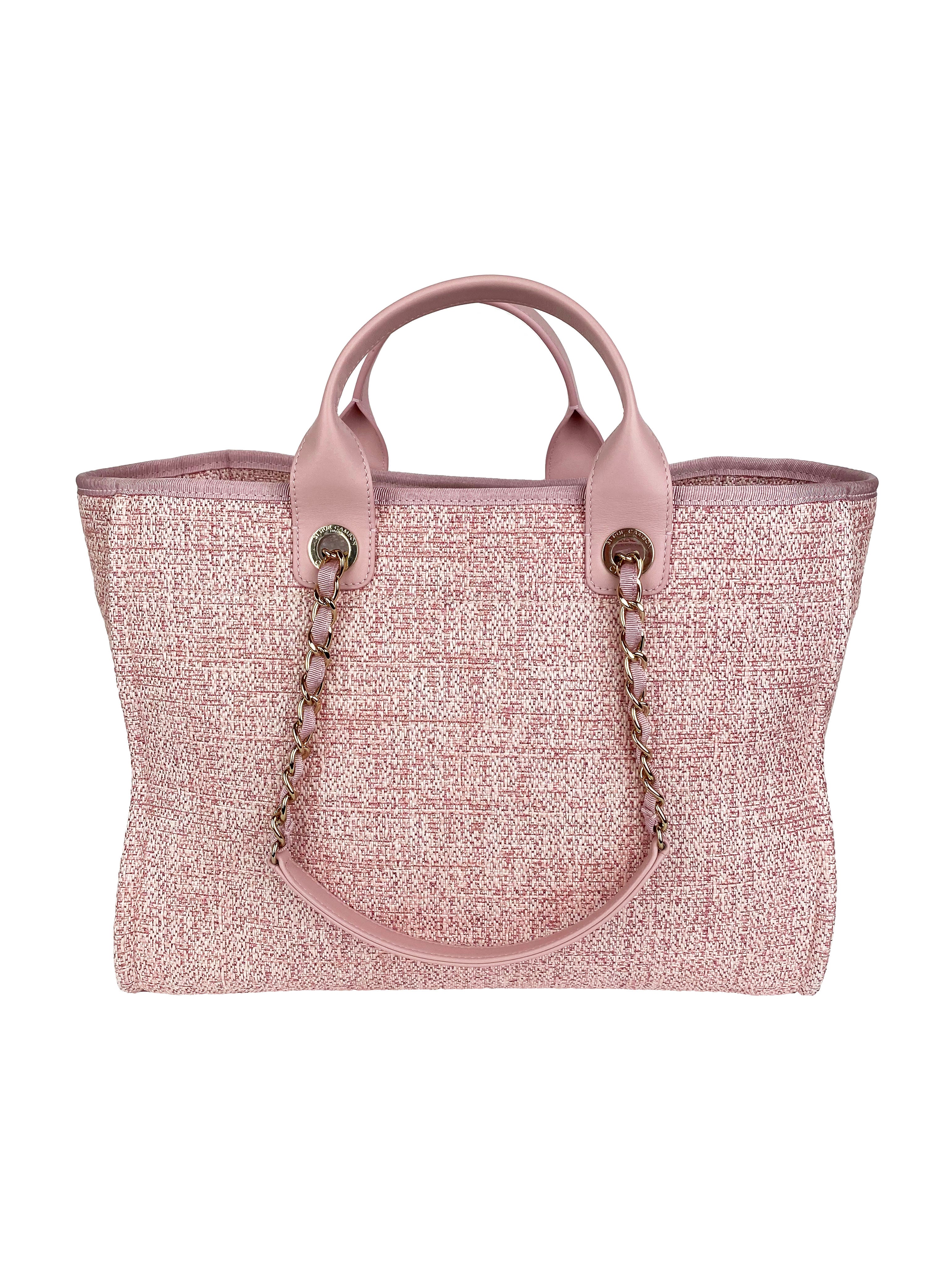 Chanel Large Pink Deauville Tote Bag for Women - Luxury Designer Handbag, Spacious Shoulder Bag for Work, Travel & Shopping
