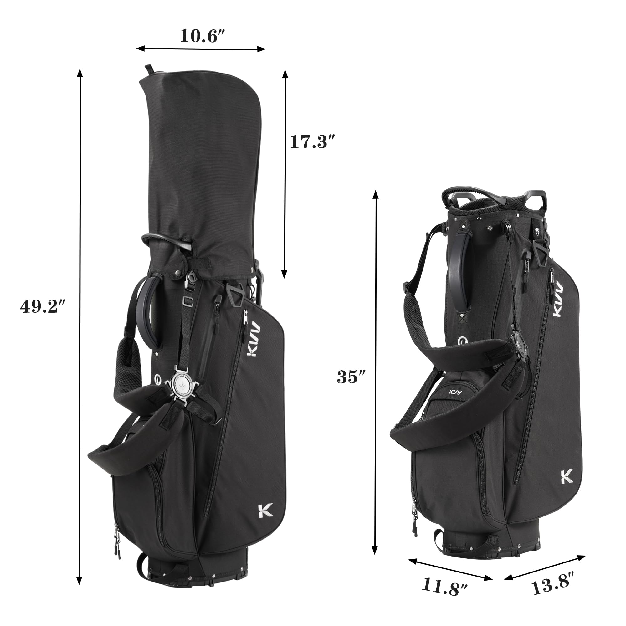 KVV Lightweight Golf Stand Bag with 7-Way Full-Length Dividers & 5 Zippered Pockets - Auto-Adjust Dual Straps, Stylish Design | Perfect for Golfers, Driving Range Practice & Tournament Play