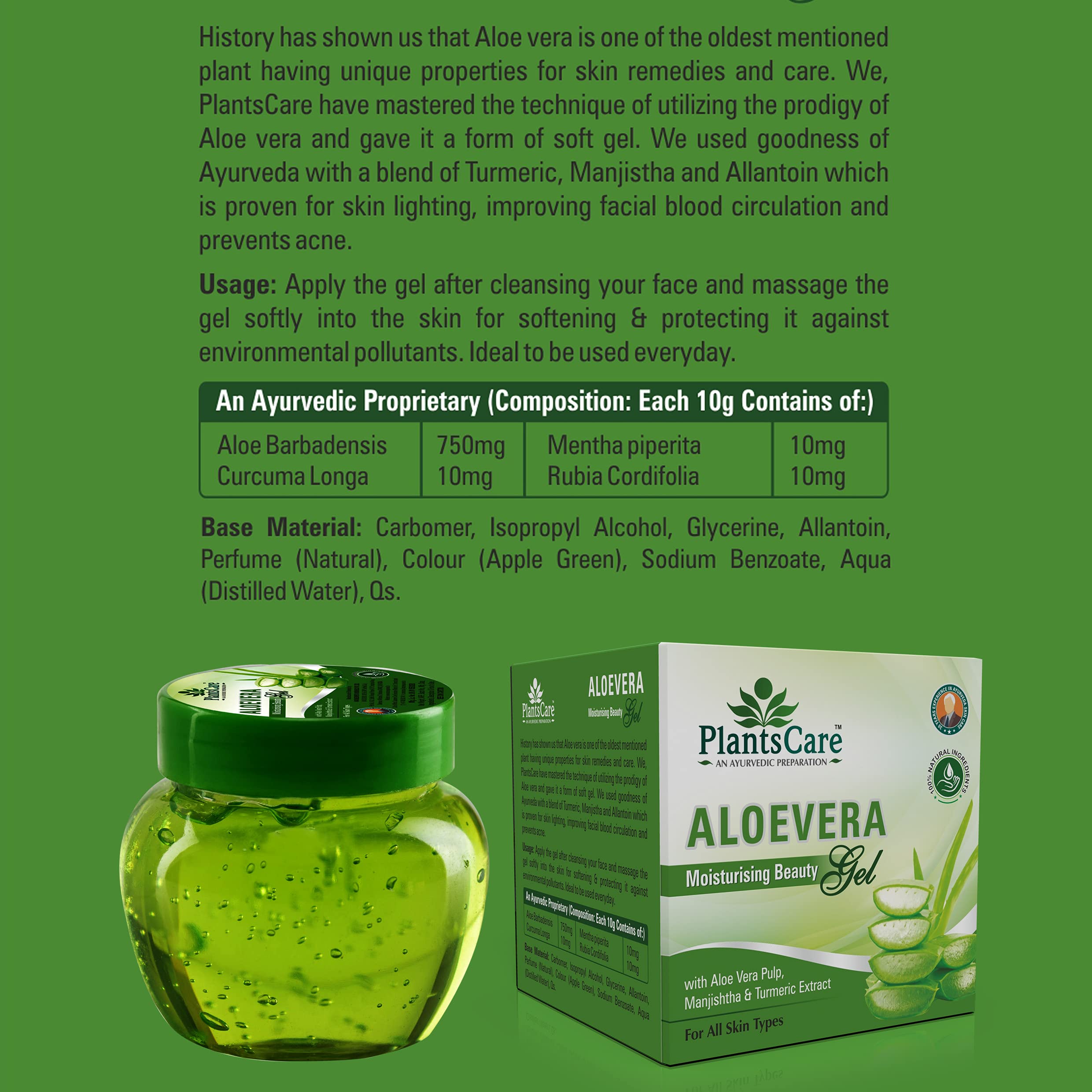 Aloe Vera Gel for Skin Care - 100% Pure Moisturizing Beauty Gel for Face & Body - 200g (2 x 100g Pack) - Soothes Sunburn, Hydrates Dry Skin & Promotes Hair Growth