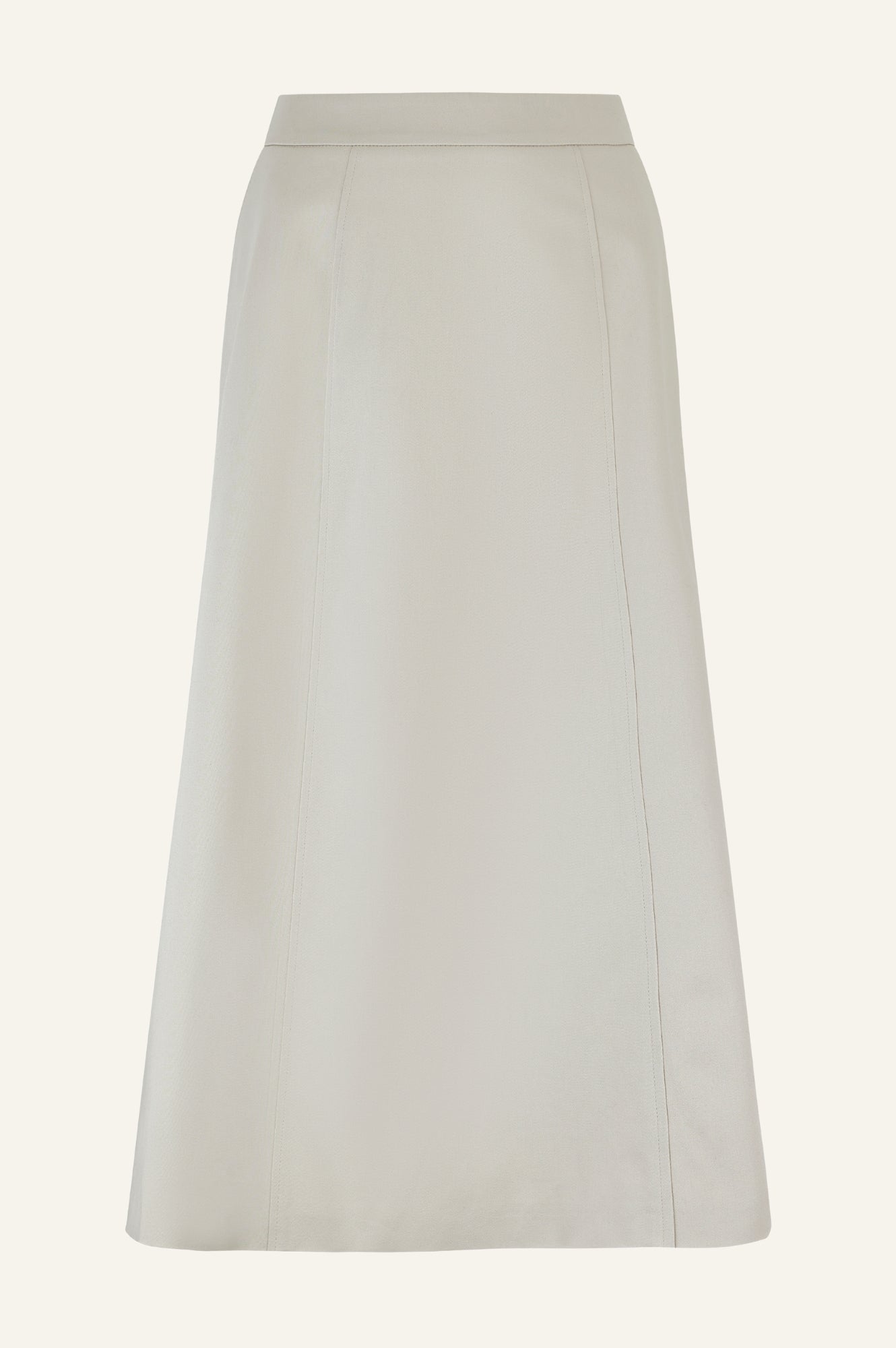 Susan Stretch Cotton Sateen Skirt - Women's Comfortable High Waist Flowy Midi Skirt in Taupe | Perfect for Office, Date Night & Casual Outfits