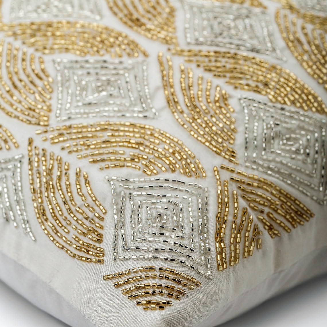 Premium 18x18 Inch (45x45 cm) Gold Silk Throw Pillow Covers - Handmade Modern Abstract Design for Sofa, Couch & Home Decor - Easter & Spring Living Room Accent - Golden Rain Pattern - Luxury Home Textiles for Living Room, Bedroom & Nursery Decor