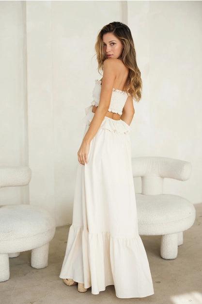 Gwenivere Ivory Maxi Dress for Women - Elegant Long Flowy Summer Wedding Guest Dress - Perfect for Beach, Party & Formal Occasions