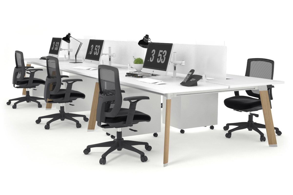6-Person Wooden Workstation with Cable Management - 1400L x 800W Switch Office Desk for Team Collaboration | Perfect for Open Office Spaces & Conference Rooms
