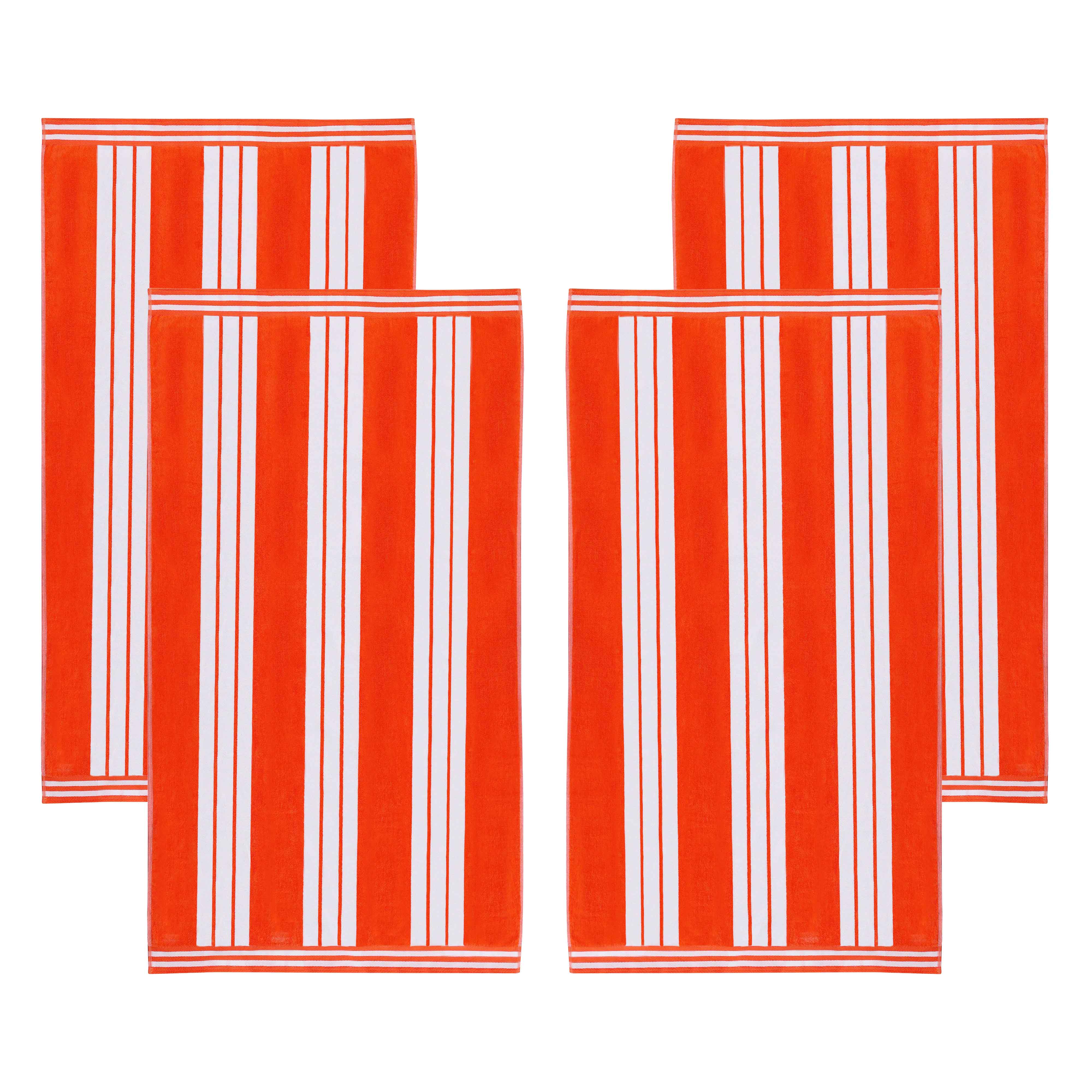Premium Oversized Cabana Striped Cotton Beach Towel Set - 2, 4, or 6 Pack - Soft Quick-Dry Bath Towels for Pool, Beach, Vacation & Spa Days