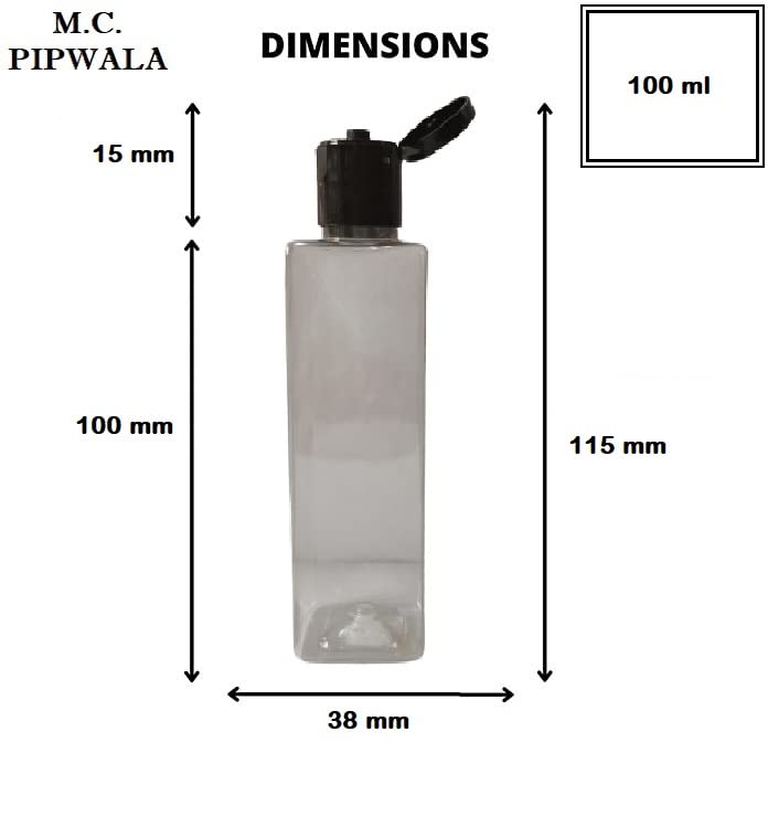 12 Pack 100ml Refillable Travel Size Clear Square Plastic Bottles - Leak Proof Squeeze Containers for Toiletries, Shampoo, Lotion & Cosmetics | Perfect for Travel, Gym, Camping & Home Use