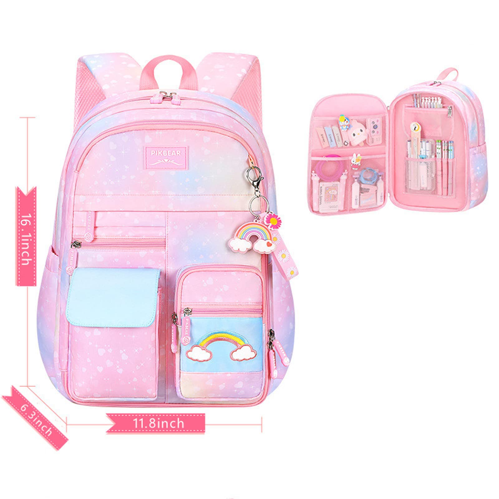 **Pink Girls Backpack for School - Lightweight Kids Backpack with Multiple Compartments, Cute Elementary School Bag for Girls - Perfect for Daily Use, Travel & Classroom**
