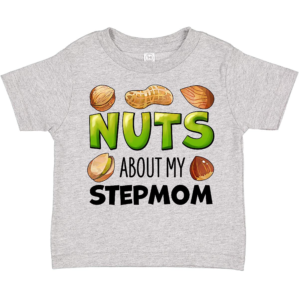 Funny Nuts About My Stepmom Peanut Almond Pistachio Graphic Toddler T-Shirt - Cute Casual Outfit for Kids Family Gatherings & Playdates