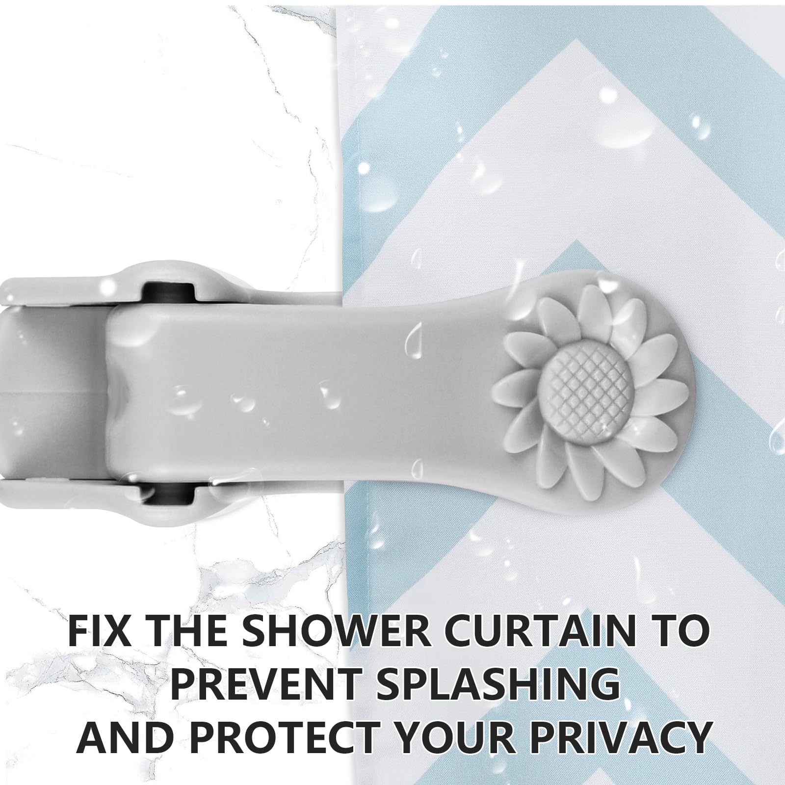 8 Pack Windproof Shower Curtain Clips with Nano Double Sided Tape - Heavy Duty Shower Splash Guard for Bathroom, Gray - Prevent Water Leaks for Tubs, Showers & Bathroom Walls