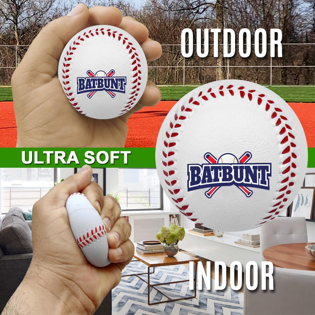 4 Pack Soft Foam Baseballs for Training & Practice - Safe for Indoor/Outdoor Use, Ideal for Kids & Beginners - Perfect for Backyard Drills, Batting Practice & Softball Games (White)