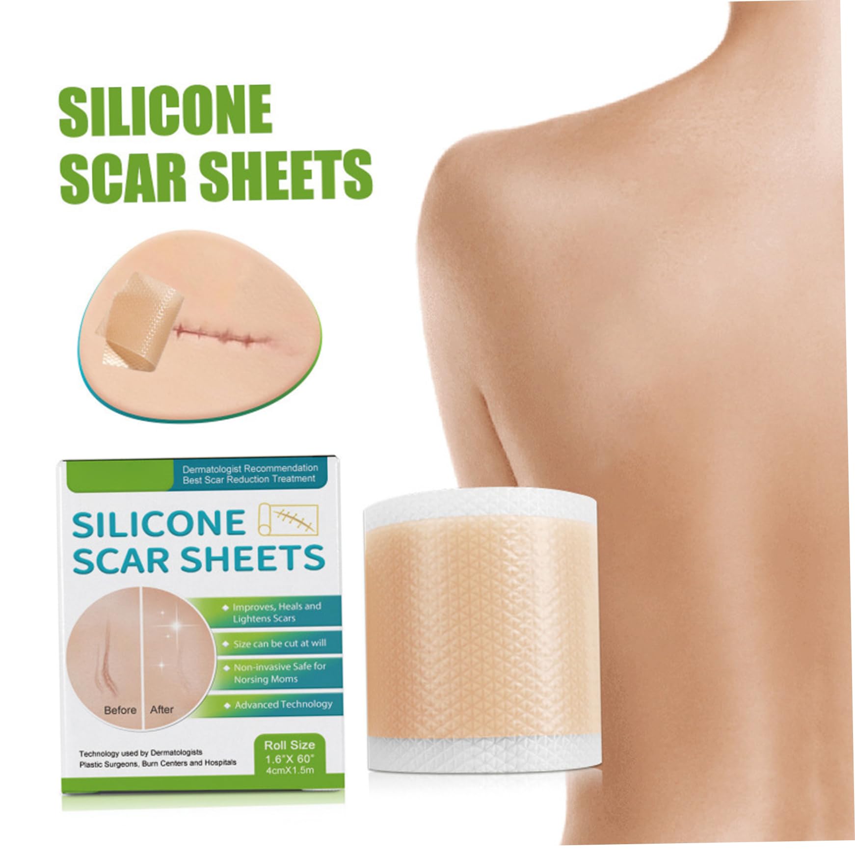 2 Rolls Silicone Scar Sheets for Scars - 1.6x59.1 Inch Flexible & Breathable Surgical Scar Tape - Promotes Wound Healing & Reduces Scar Appearance - Perfect for Post-Surgery, C-Section, Burns & Acne Scars - Medical Grade Silicone Scar Removal Strips for Outdoor Activities & Daily Use