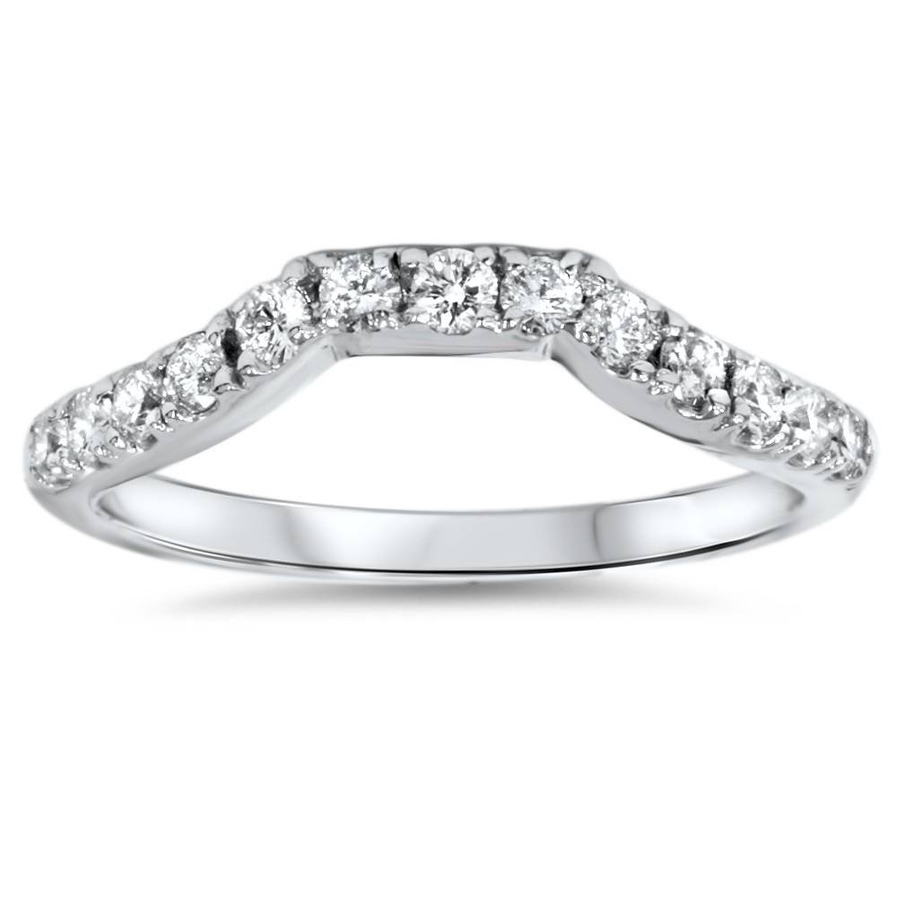 14K White Gold 3/8ct Diamond Curved Guard Ring for Women - Elegant Wedding Band, Anniversary Gift for Her, Promise Ring, Bridal Jewelry (Perfect for Engagements, Anniversaries & Special Occasions)