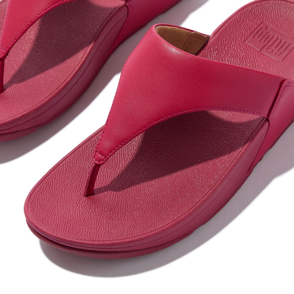 FitFlop Lulu Leather Sandals for Women - Comfortable Redberry Color Flip Flops | Perfect for Beach, Poolside & Summer Vacations