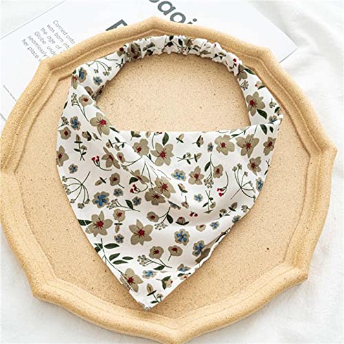 Lily Flower Print Scrunchies & Hair Scarf Set - Retro Headband & Turban Headwrap for Women - Elastic Hair Bands for Workouts, Yoga, Fashion & Everyday Styling