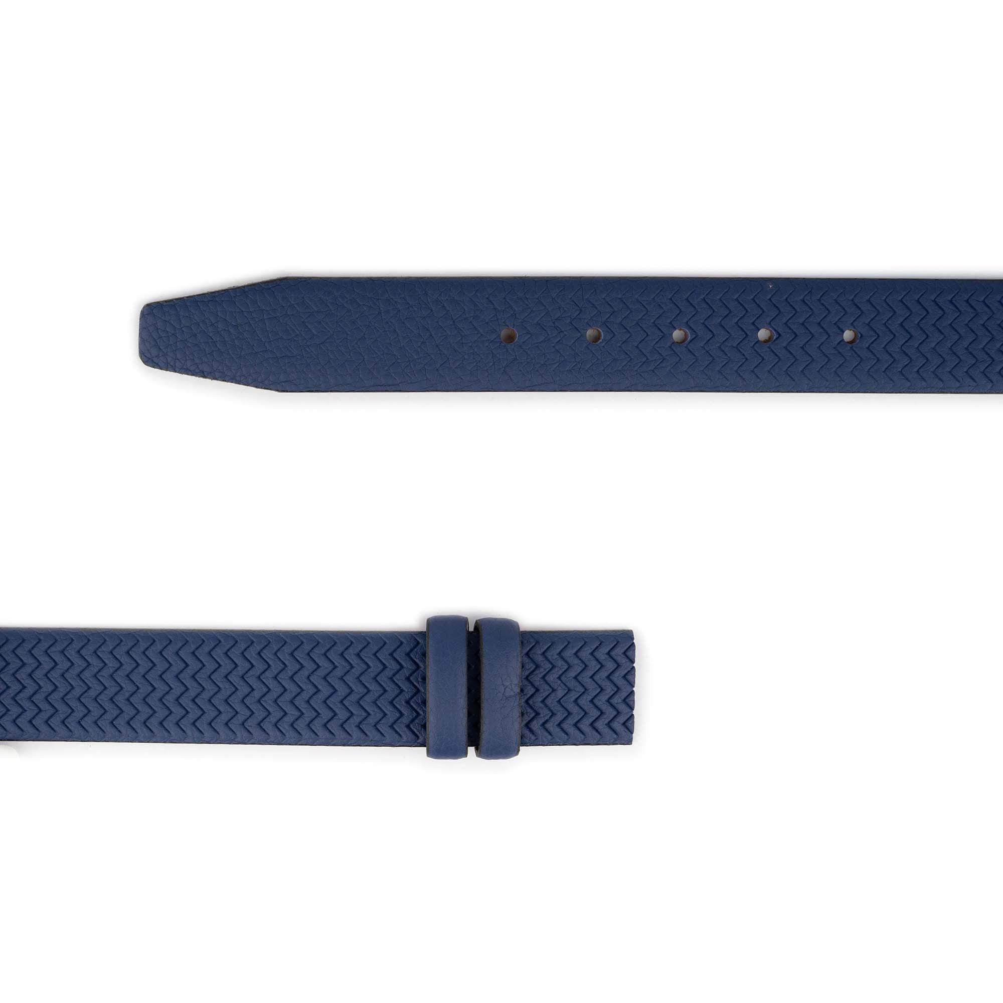 Premium Genuine Leather Belt Strap for Montblanc Buckles - Blue Zig Zag Texture - Classic Dress Belt for Business, Office & Formal Occasions