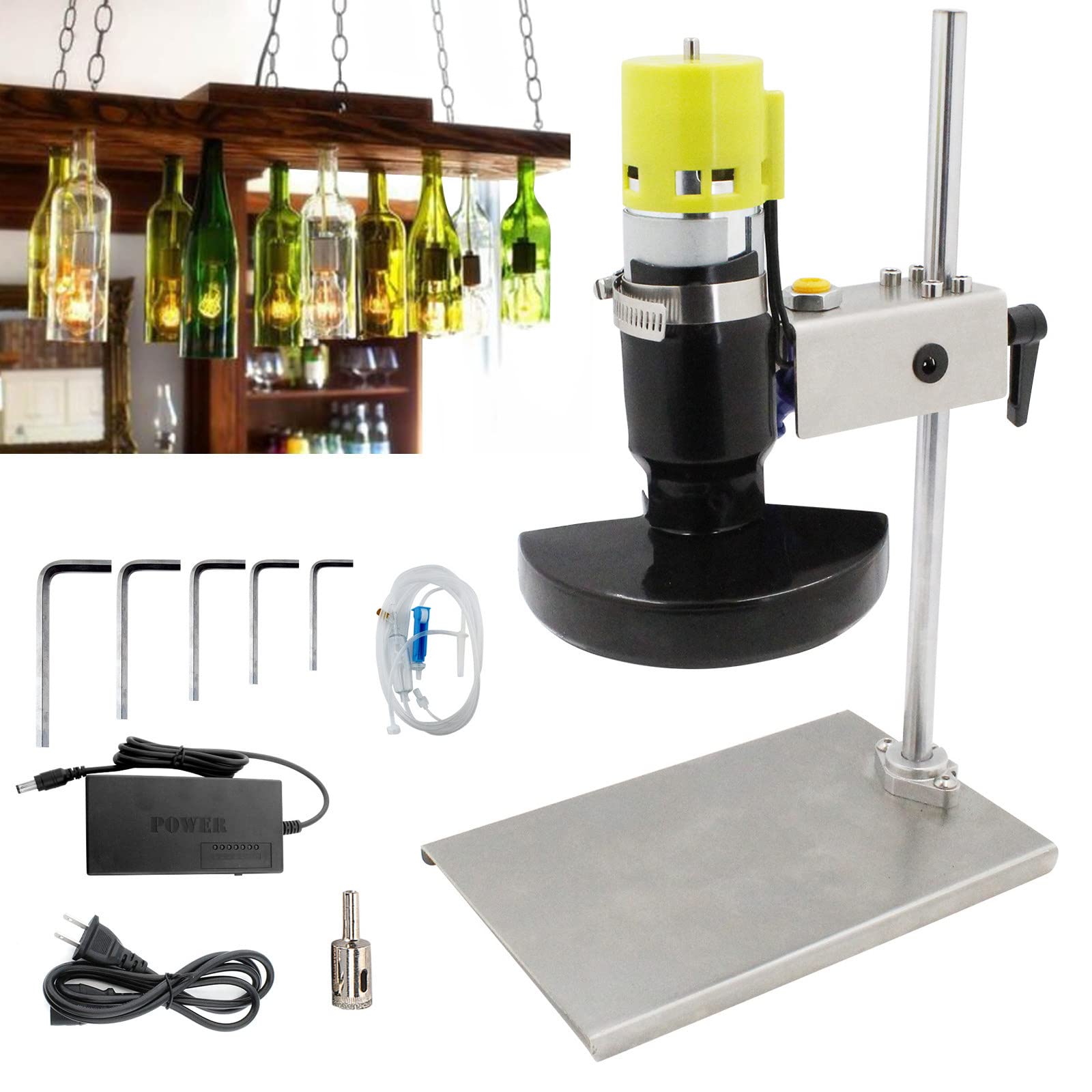 150W Electric Glass Bottle Cutter Machine - 6000r/min DIY Wine Bottle Cutting Tool Kit for Round, Square & Irregular Glass/Ceramic Bottles - Perfect for Crafting, Home Decor & Recycling Projects