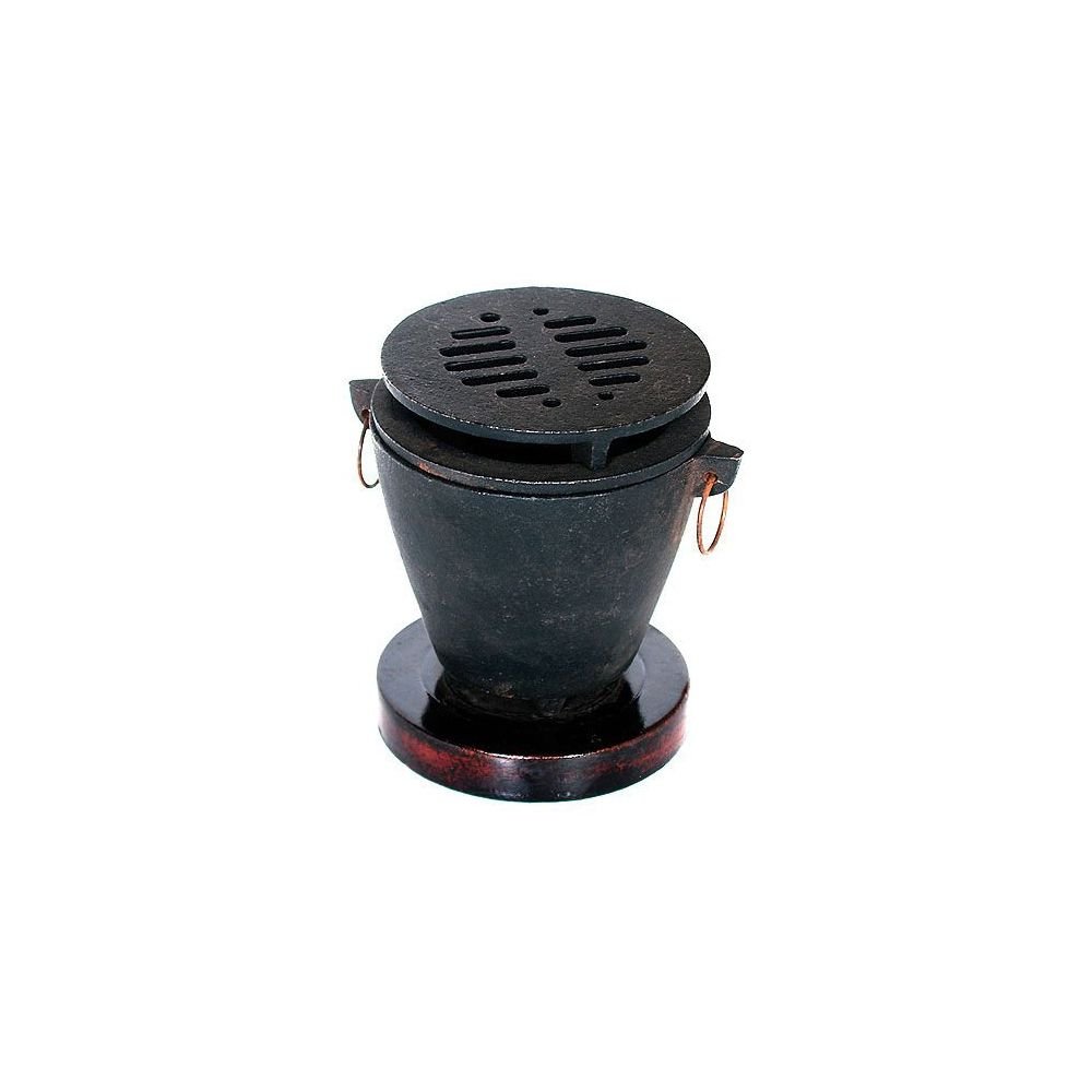 Update International HG-35/CI Cast Iron & Wood Hibachi Grill Set - 12 Piece for Outdoor BBQ, Camping, and Backyard Parties