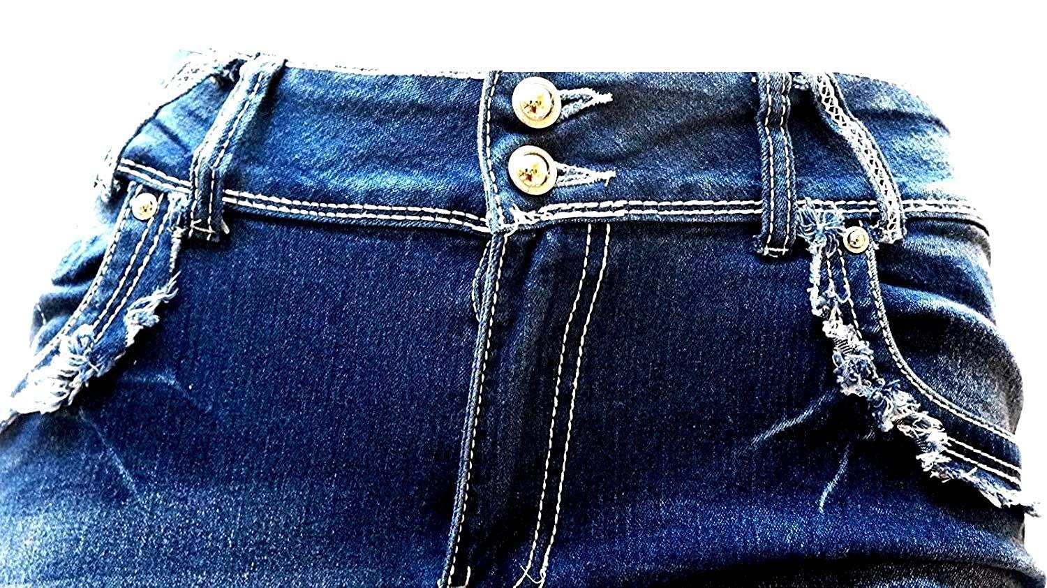 Jack David Women's Plus Size Distressed Ripped Destroyed Blue Denim Jeans - Skinny Bootcut Pants for Casual Wear & Street Fashion