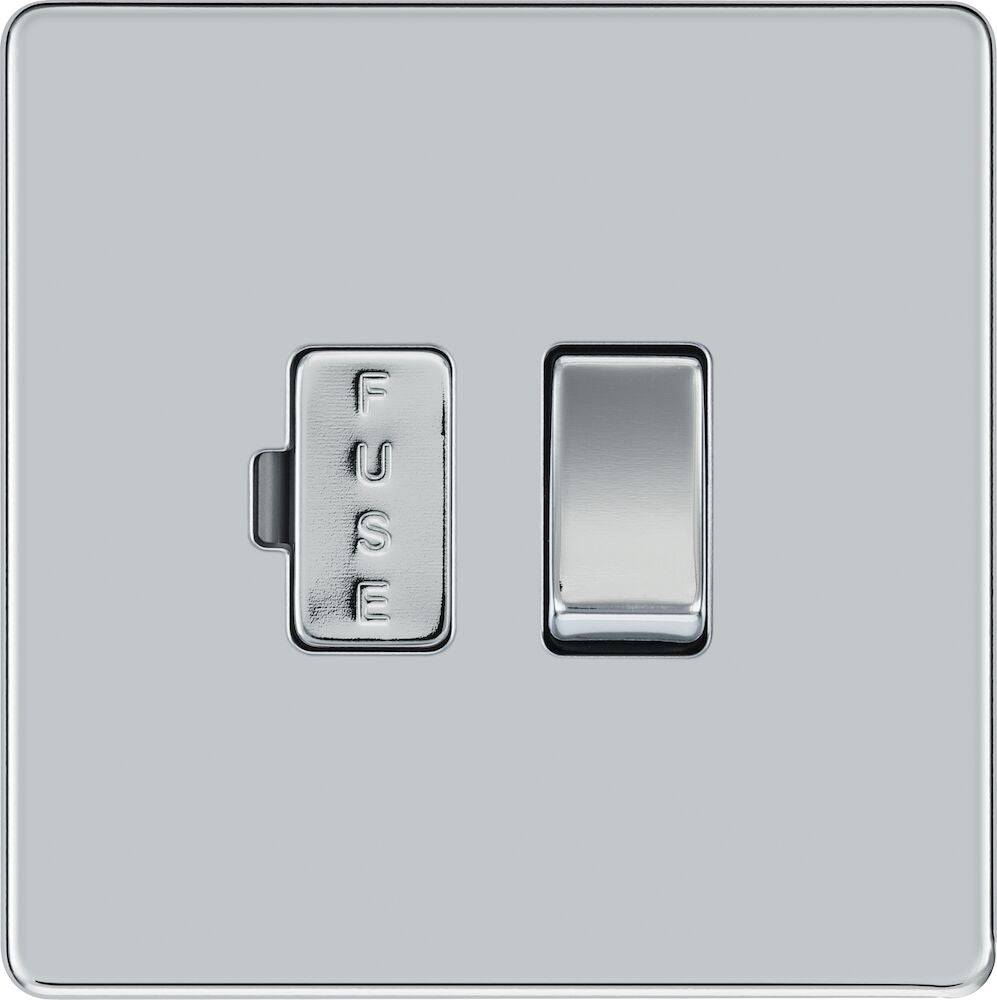 BG Nexus Screwless Polished Chrome 13A Switched Spur FPC50 - Modern Electrical Outlet for Home & Office Installation | Perfect for Kitchen, Bathroom and Workshop Use