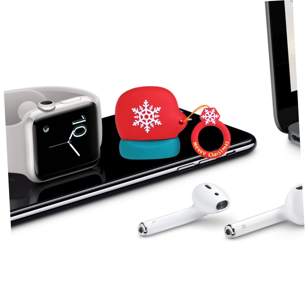 OSALADI 2 Pack Snowflake Pattern Headphone Case - Durable Earphone Protector with Ring Rope for AirPods & Wireless Earbuds - Perfect for Travel, Gym & Daily Use