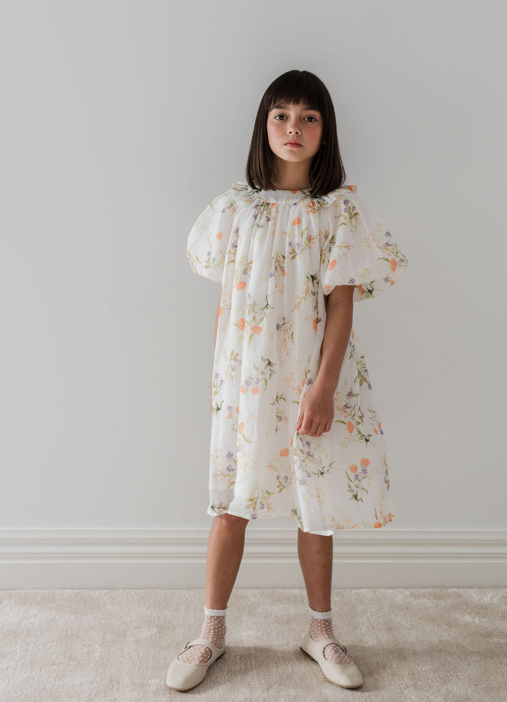 Petite Amalie Elbow Sleeve Summer Bouquet Smock Print Dress - Floral Casual Sundress for Women, Perfect for Beach Vacations & Summer Parties