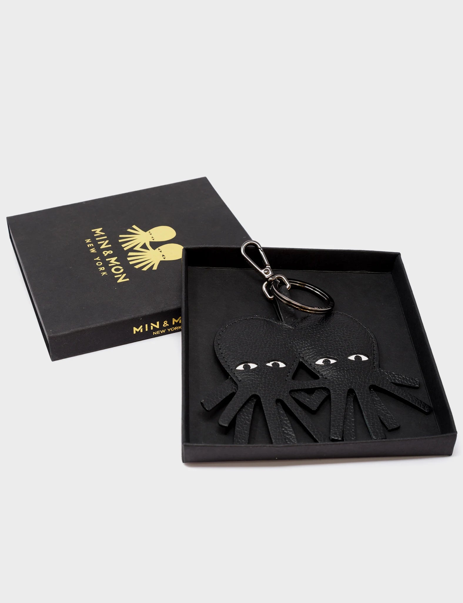 Octotwins Charm - Stylish Black Leather Keychain for Keys, Bags & Gifts | Durable & Fashionable Accessory for Everyday Use