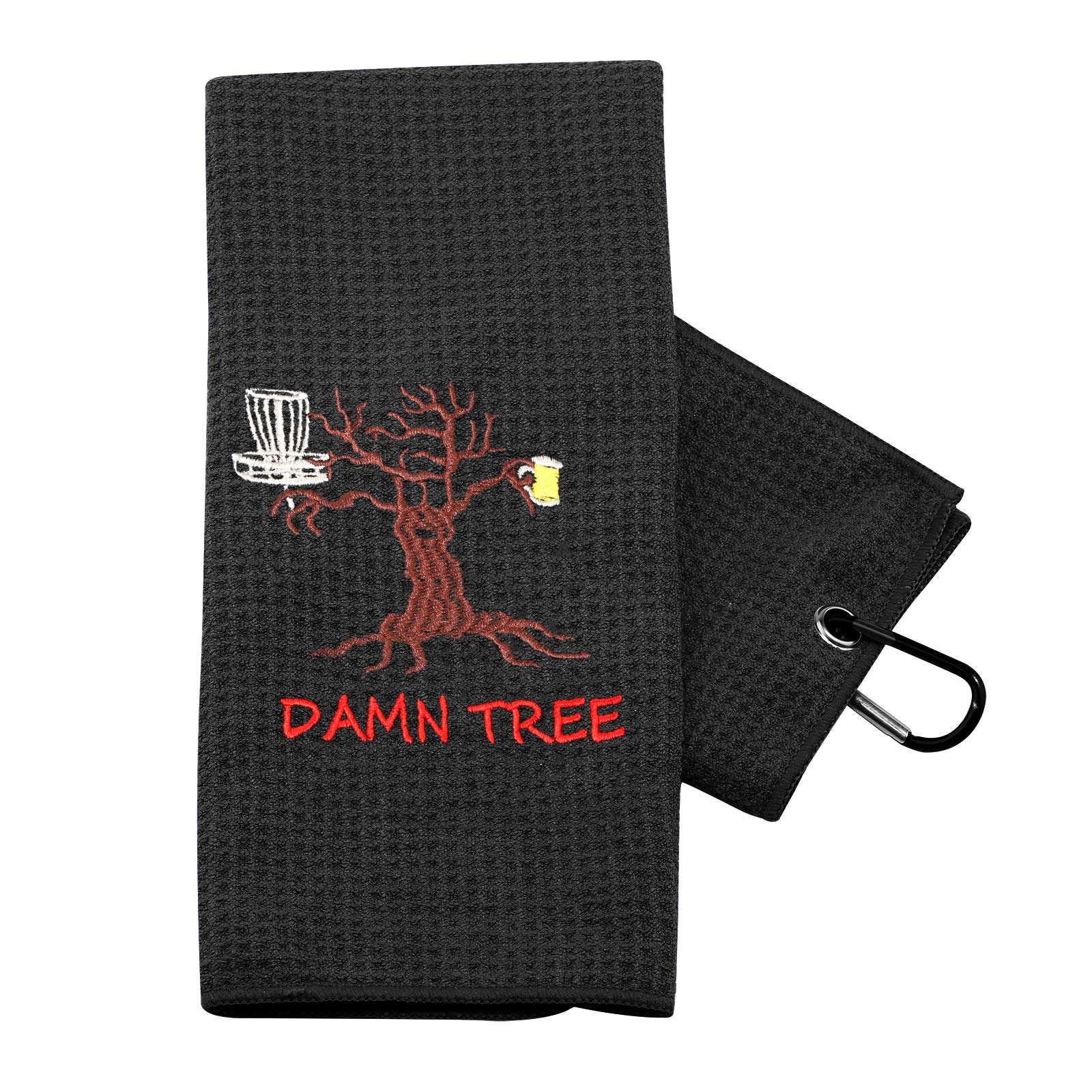 TSOTMO Disc Golf Towel - Funny 'Damn Tree' Golf Towel for Disc Golfers - Perfect Gift for Disc Golf Enthusiasts - Great for Wiping Discs and Hands During Play