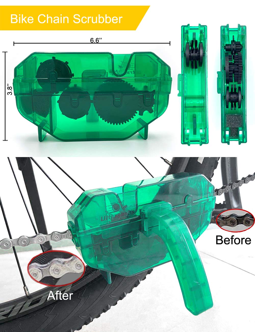 Premium Bike Cleaning Kit - Complete Set to Clean, Protect & Lubricate Bicycles | Includes Chain Scrubber, Cleaning Brushes, 19oz Bike Cleaner, 10oz Degreaser & 2oz Wet Lube | Ideal for Road Bikes, Mountain Bikes & Commuter Bikes Maintenance