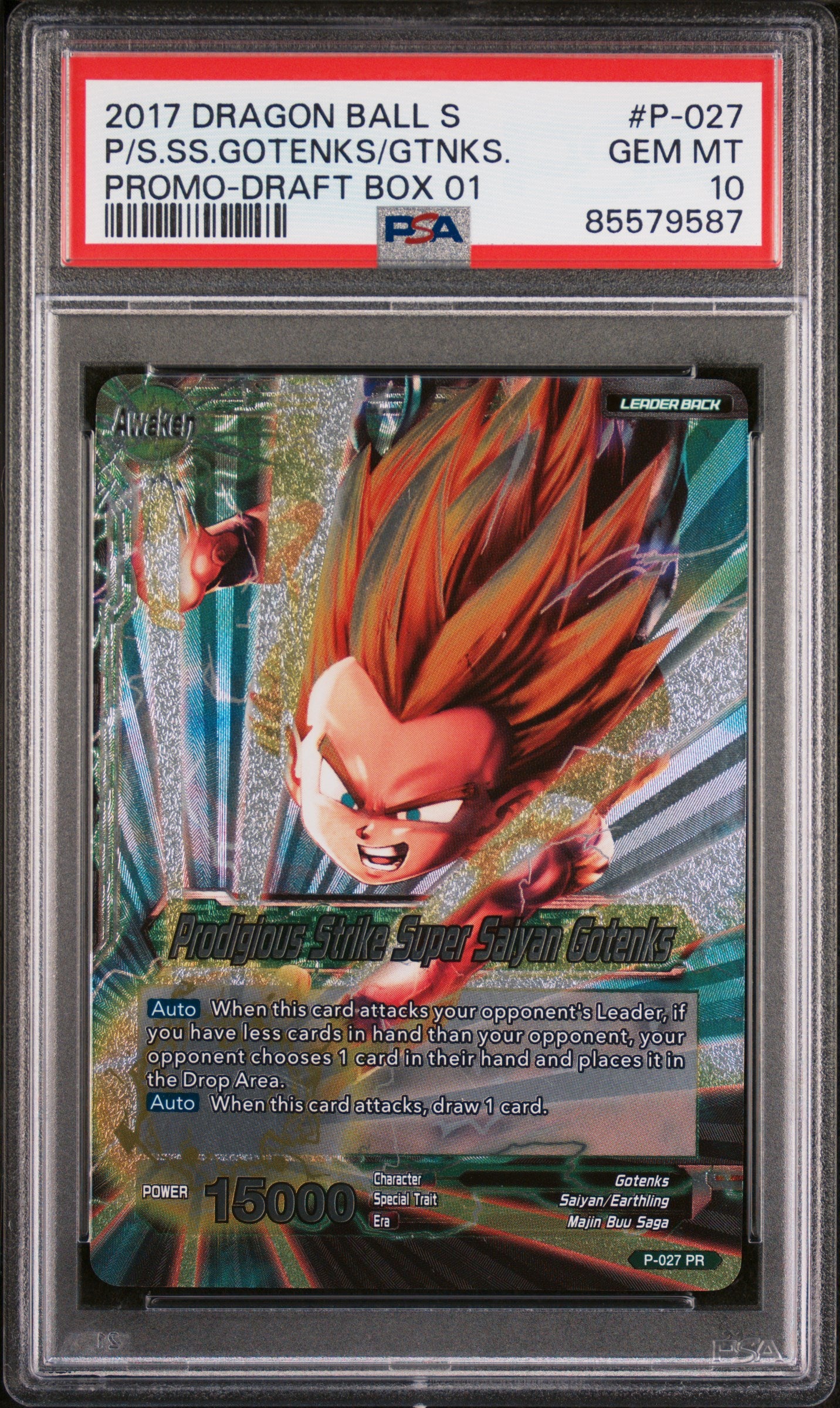 2017 Dragon Ball Super 1st Edition Premium Gold Stamp SS Gotenks #P027 PSA 10 Graded Card - Perfect for Anime Collectors & Dragon Ball Z Fans Display