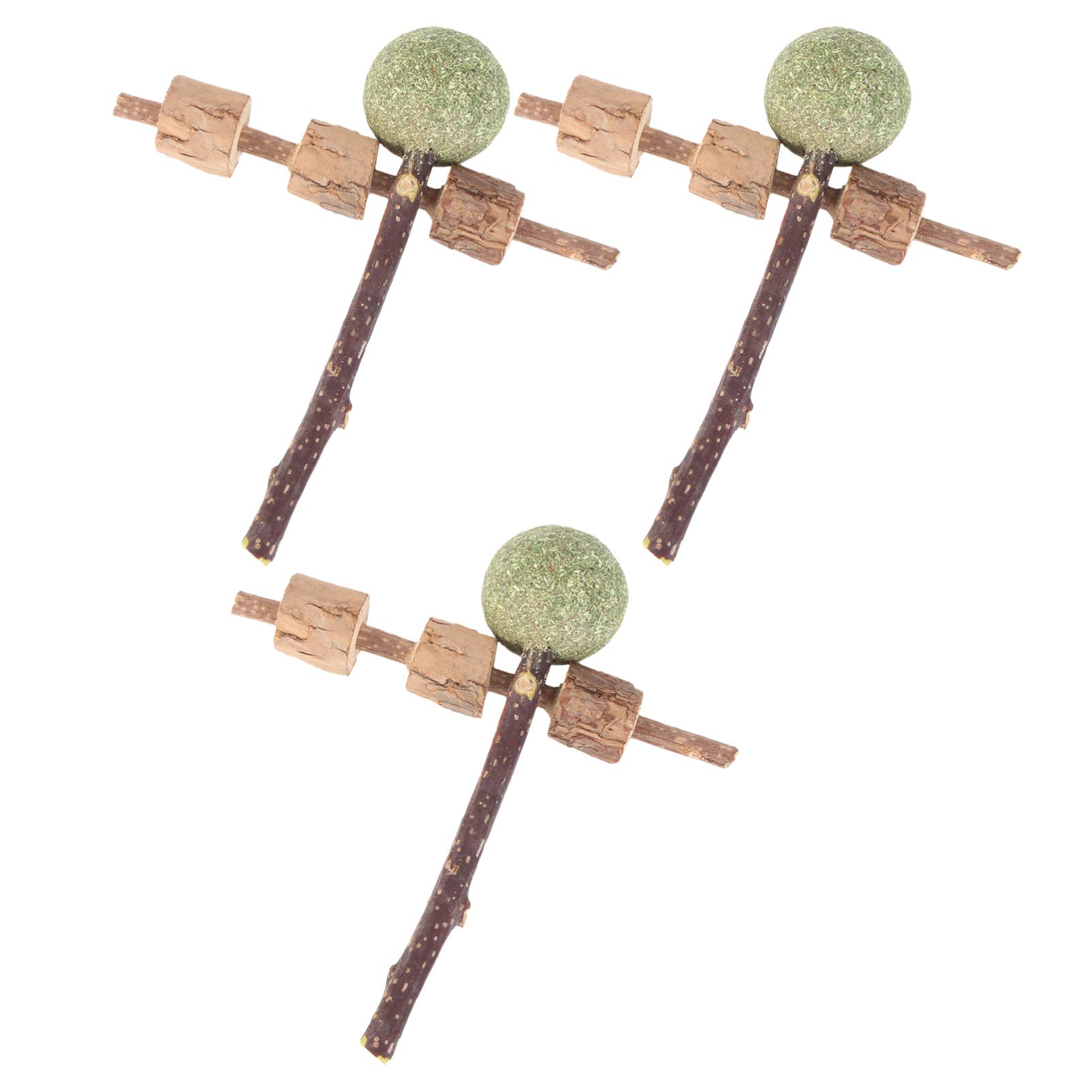 POPETPOP 6PCS Natural Wood Cat Chew Toys for Dental Health - Polygonum Molar Sticks for Teething Kittens & Adult Cats (2 Styles) - Perfect for Stress Relief & Teeth Cleaning at Home