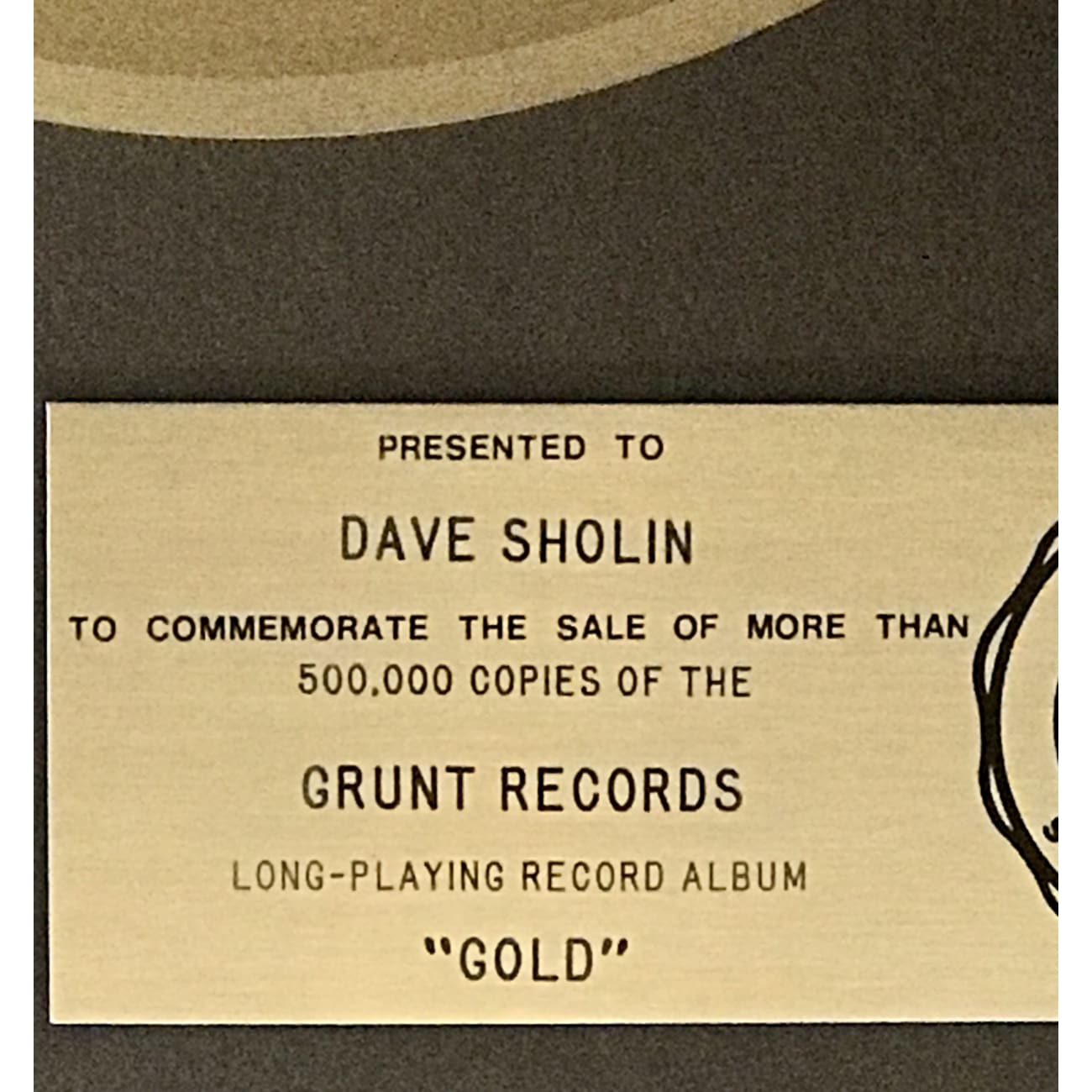 Jefferson Starship Gold RIAA Certified Gold LP Award - Vintage Music Collectible for Display & Memorabilia Enthusiasts