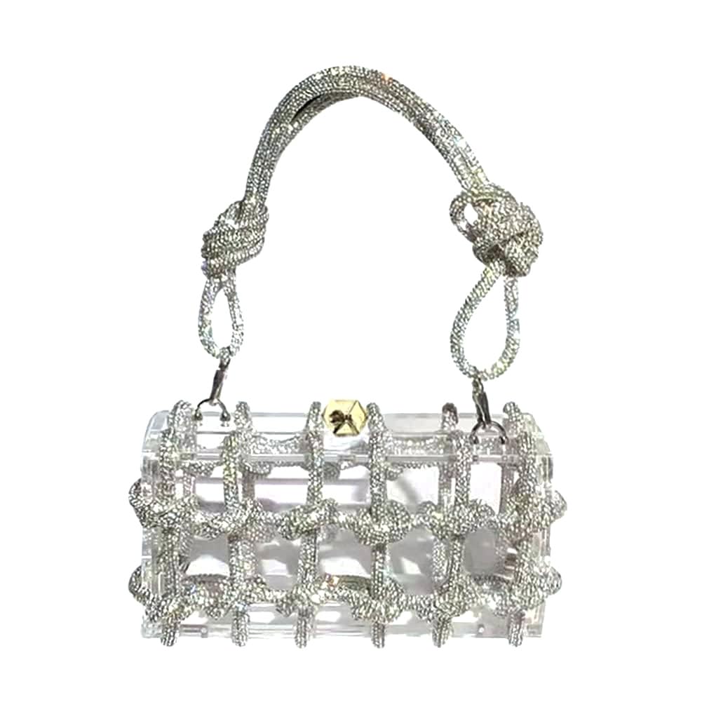 Sparkling Rhinestone Acrylic Clutch Purse for Women - Clear Crystal Evening Bag for Wedding, Prom & Cocktail Parties | Elegant Glitter Handbag for Special Occasions & Night Out Events