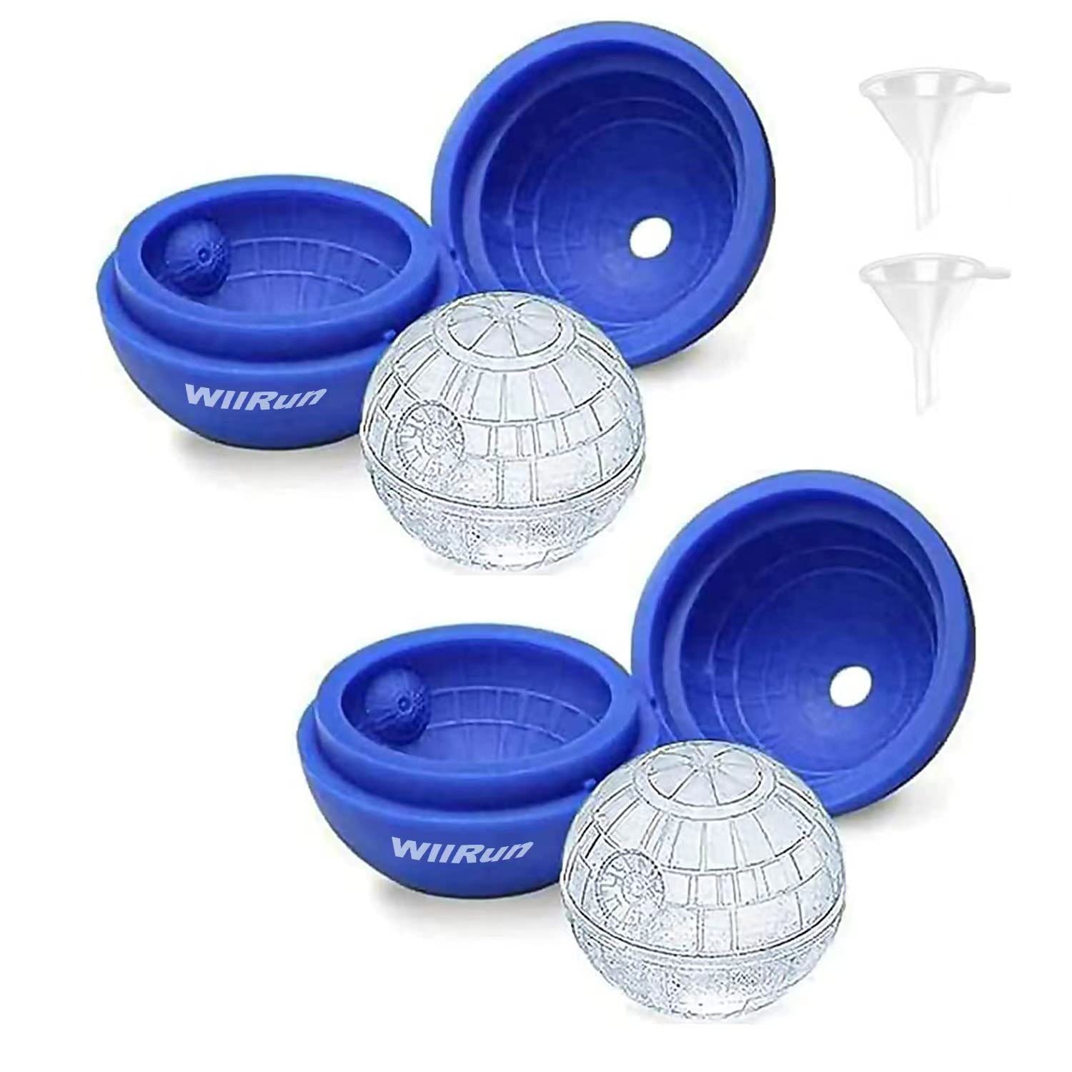 WllRun 2 Pack Silicone Ice Cube Mold Tray - Reusable Ice Ball Maker for Cocktails, Whiskey & Beverages - Chocolate Mold Tools (Blue) - Perfect for Home Bars, Parties & DIY Desserts