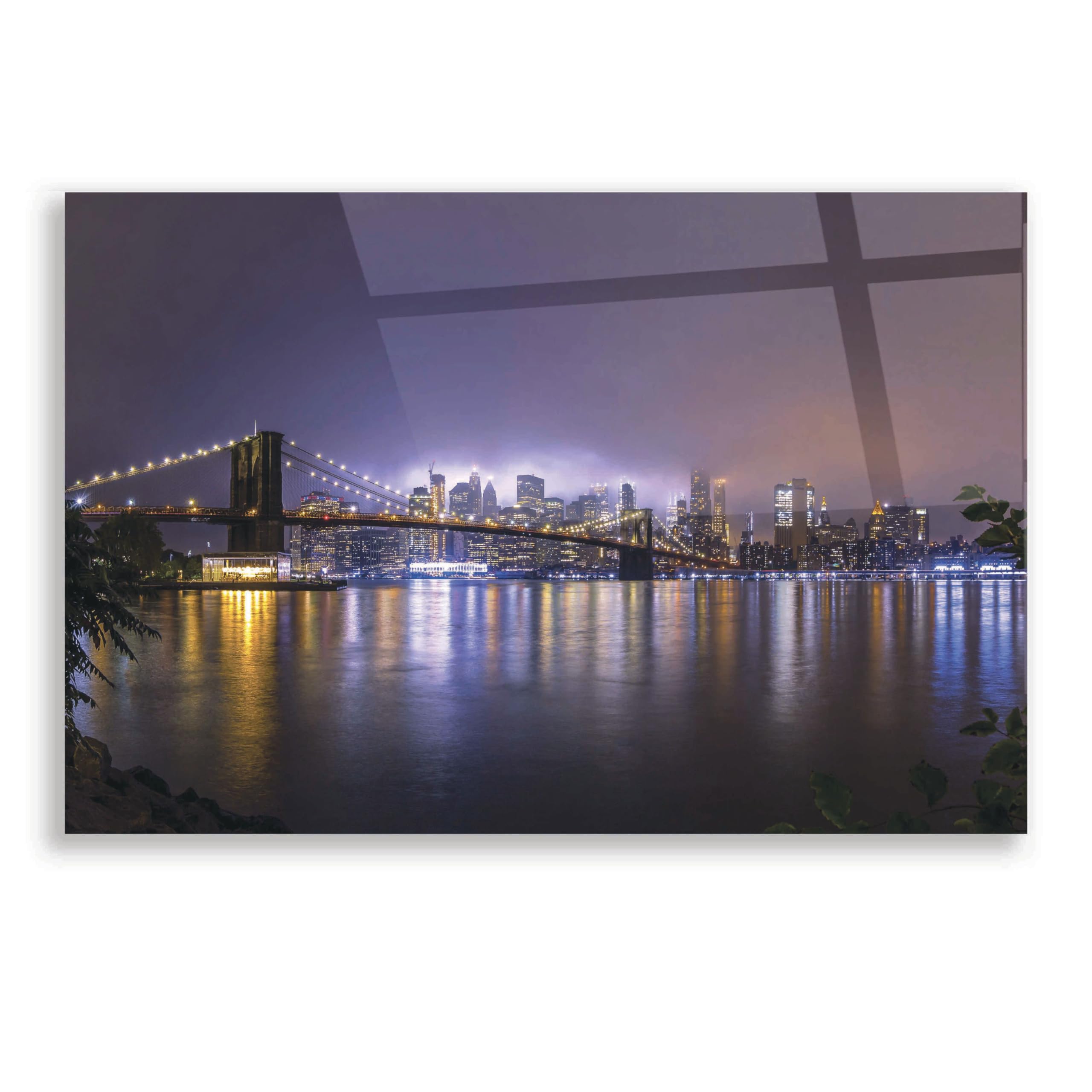 Bright Lights of New York II Acrylic Glass Wall Art by Nicklas Gustafsson - 24x16 Inches Modern Cityscape Painting for Living Room, Office & Home Decor