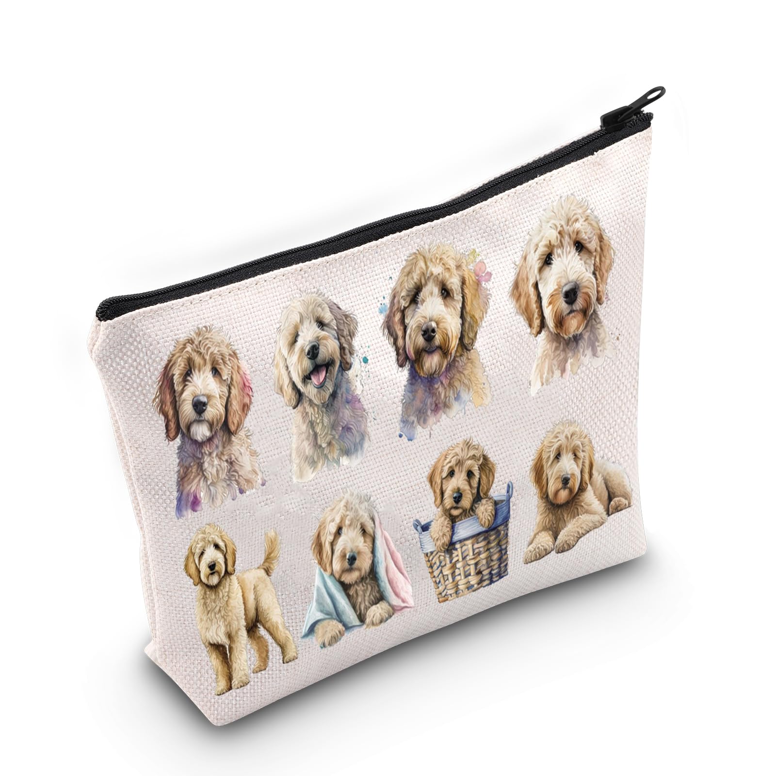 LEVLO Cockapoo Cosmetic Makeup Bag - Cute Dog Lover Gift for Women, Travel Toiletry Pouch for Dog Moms - Perfect for Travel, Gym & Daily Use (Cockapoo Pattern)